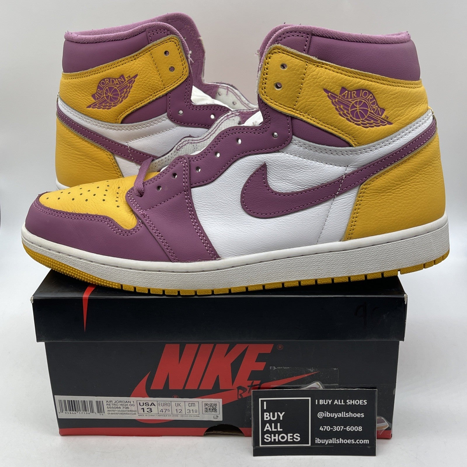 Size 13 - Jordan 1 Retro High OG Brotherhood Yellow White Leather (555088-706)