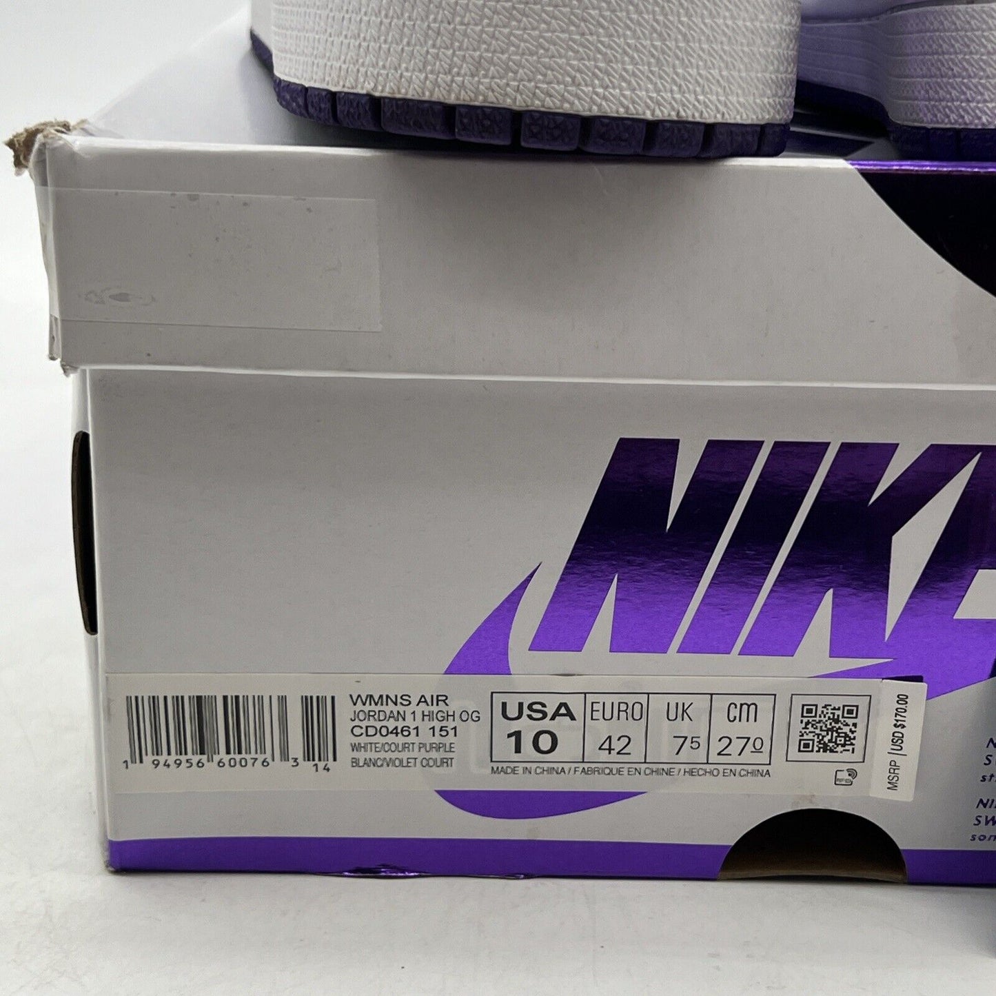 Size 10 - Air Jordan 1 OG High Court Purple W (CD0461-151)