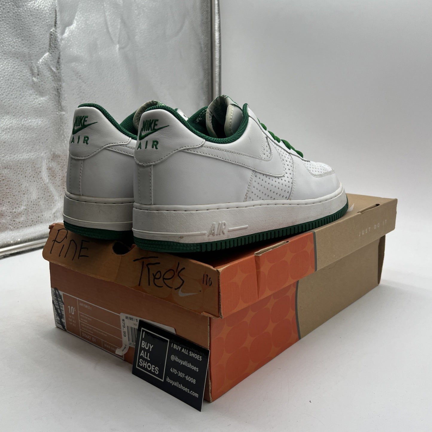 Size 10.5 - Nike Air Force 1 White Pine Green (313642-131)
