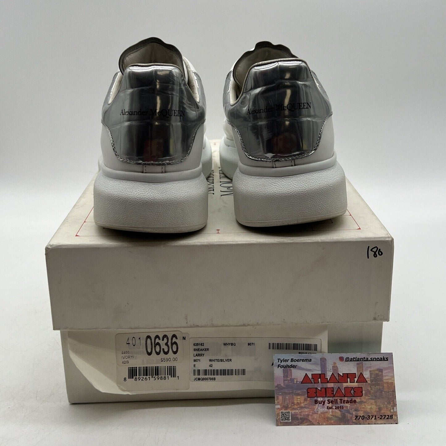 Size 9 - Alexander McQueen oversized sneaker Silver Crocodile (625162WHYBQ9071)