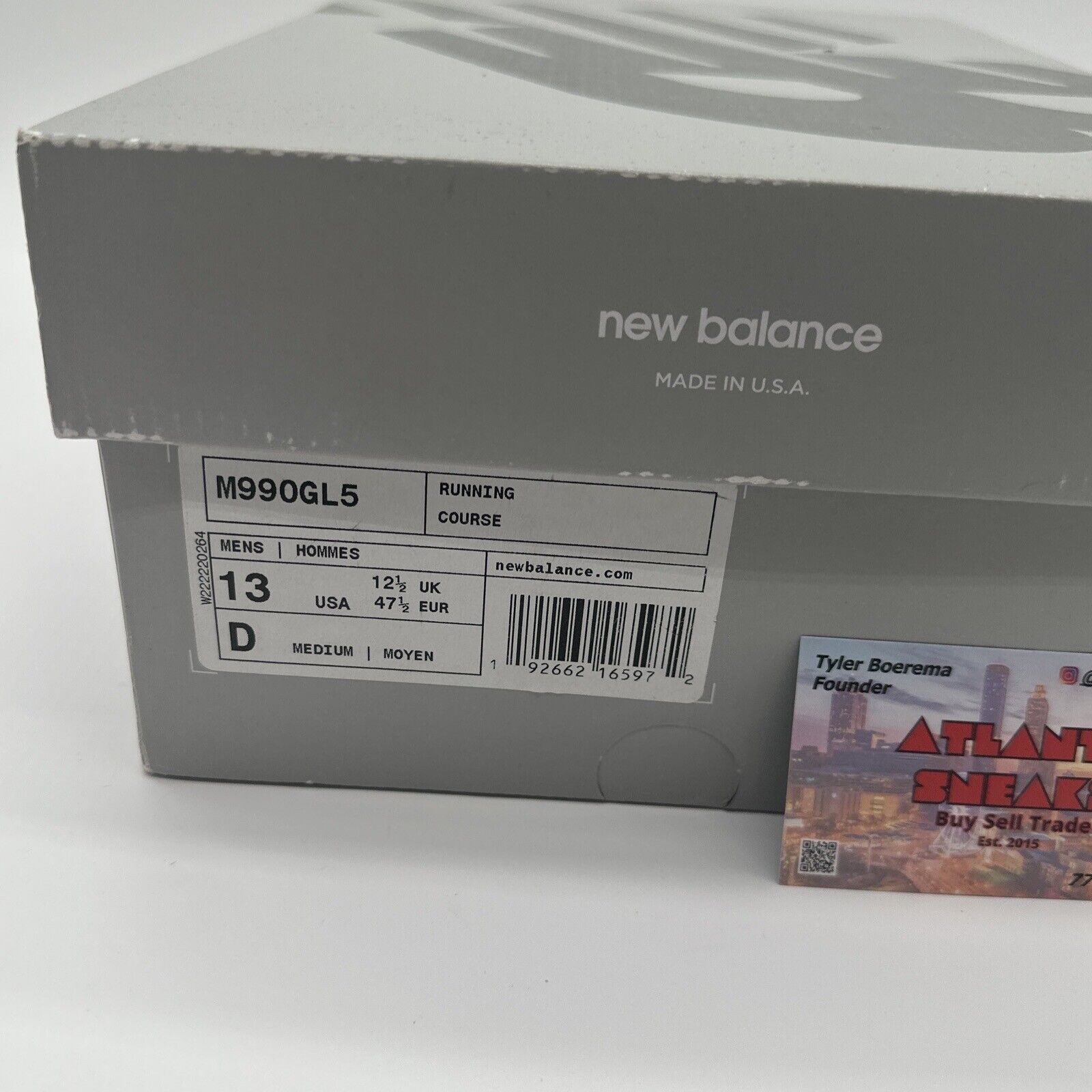 Size 13 - New Balance 990v5 Made in USA Low Castlerock Grey White Rare With Box