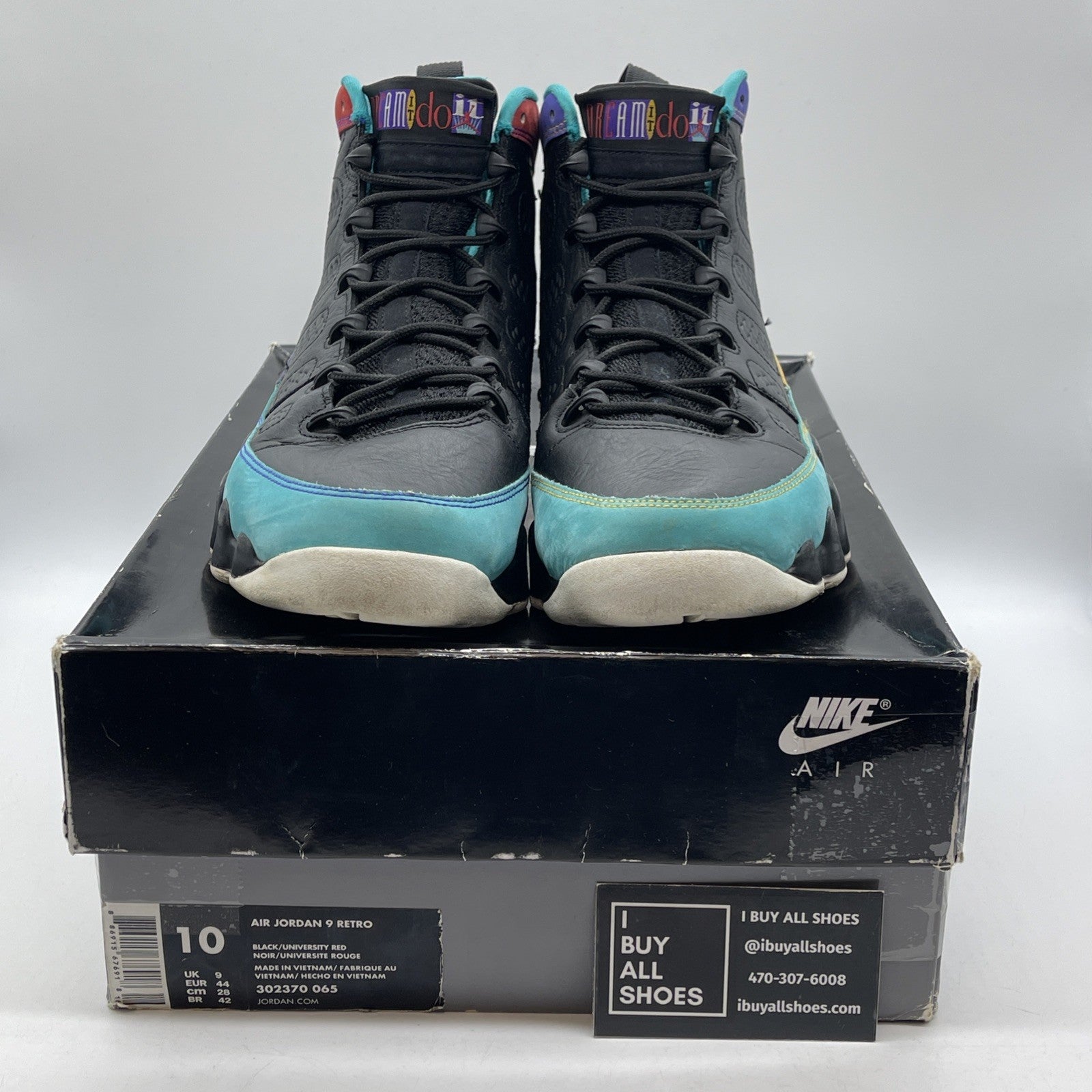 Size 10 - Air Jordan 9 Retro Dream It, Do It Black Suede Leather (302370-065)