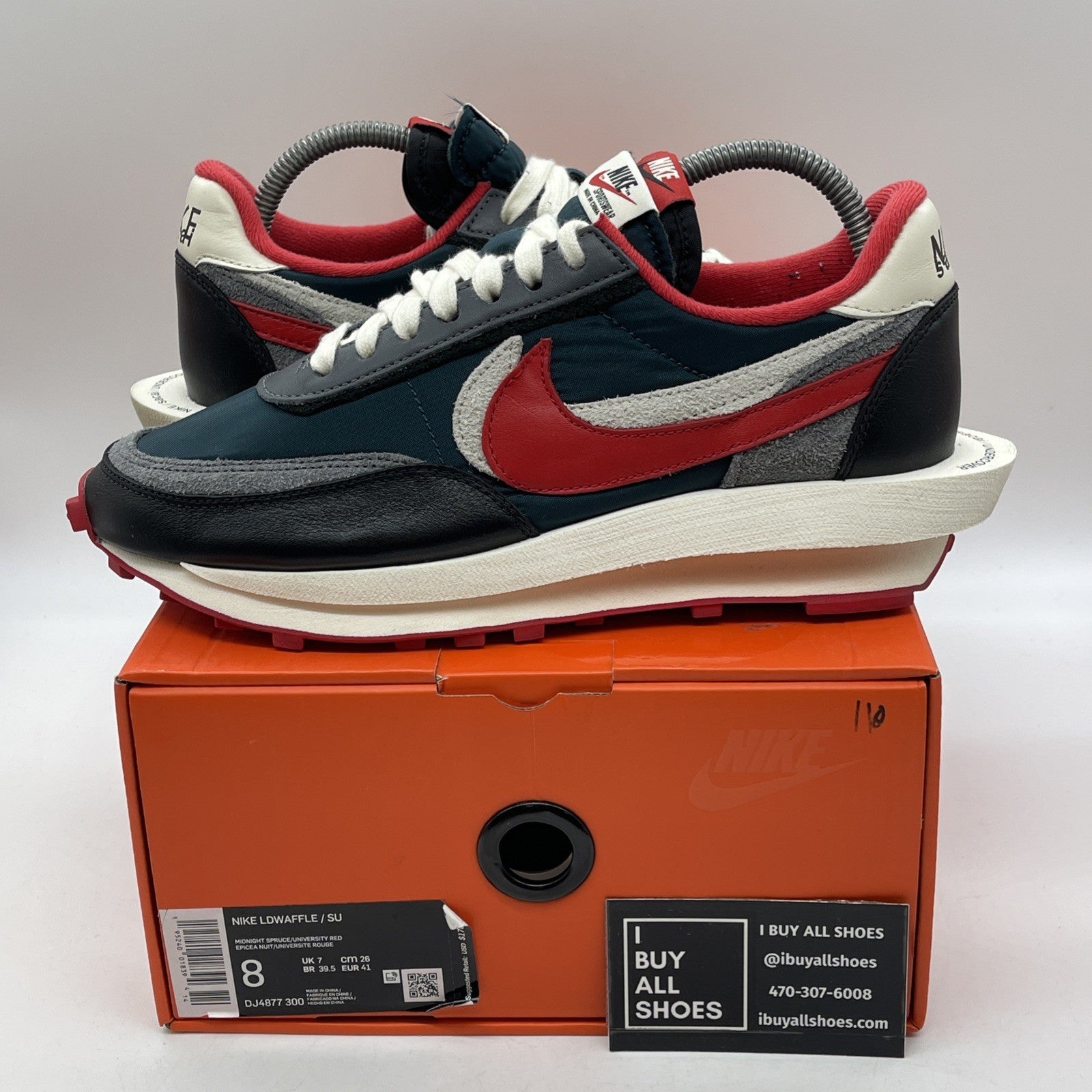 Size 8 - Nike sacai x Undercover x LDWaffle Midnight Spruce University Red