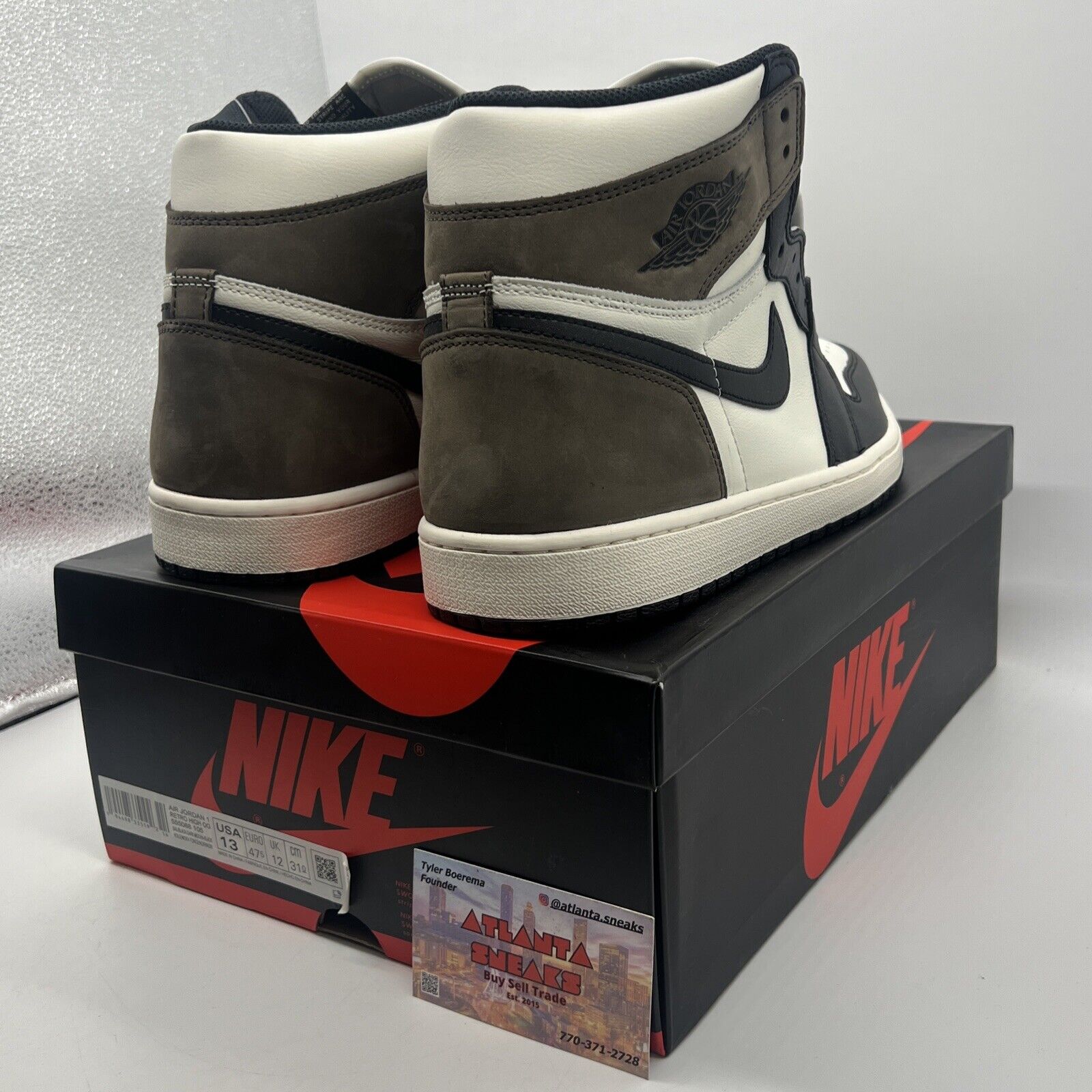 Size 13 - Jordan 1 Retro OG High Dark Mocha Black White Brown (555088-105)