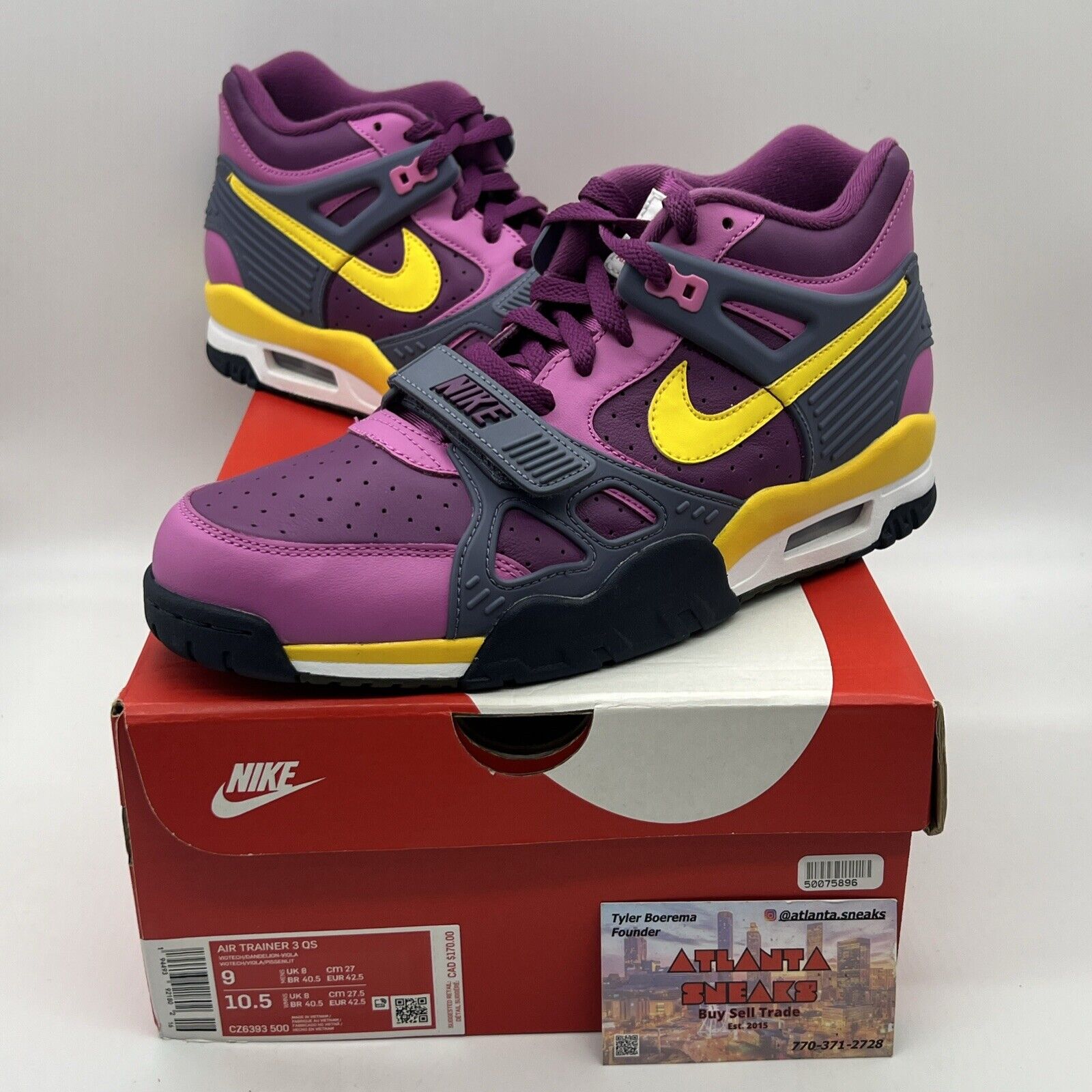 Size 10 - Nike Air Trainer 3 Retro 2020 Viotech Brand New Og All Yellow Black DS