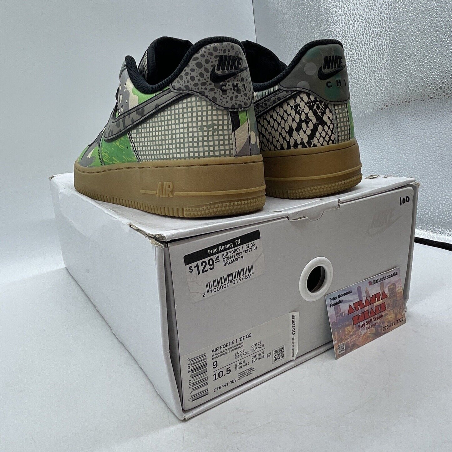 Size 9 - Nike Air Force 1 QS Low Chicago Brown Green Black Grey (CT8441-002)