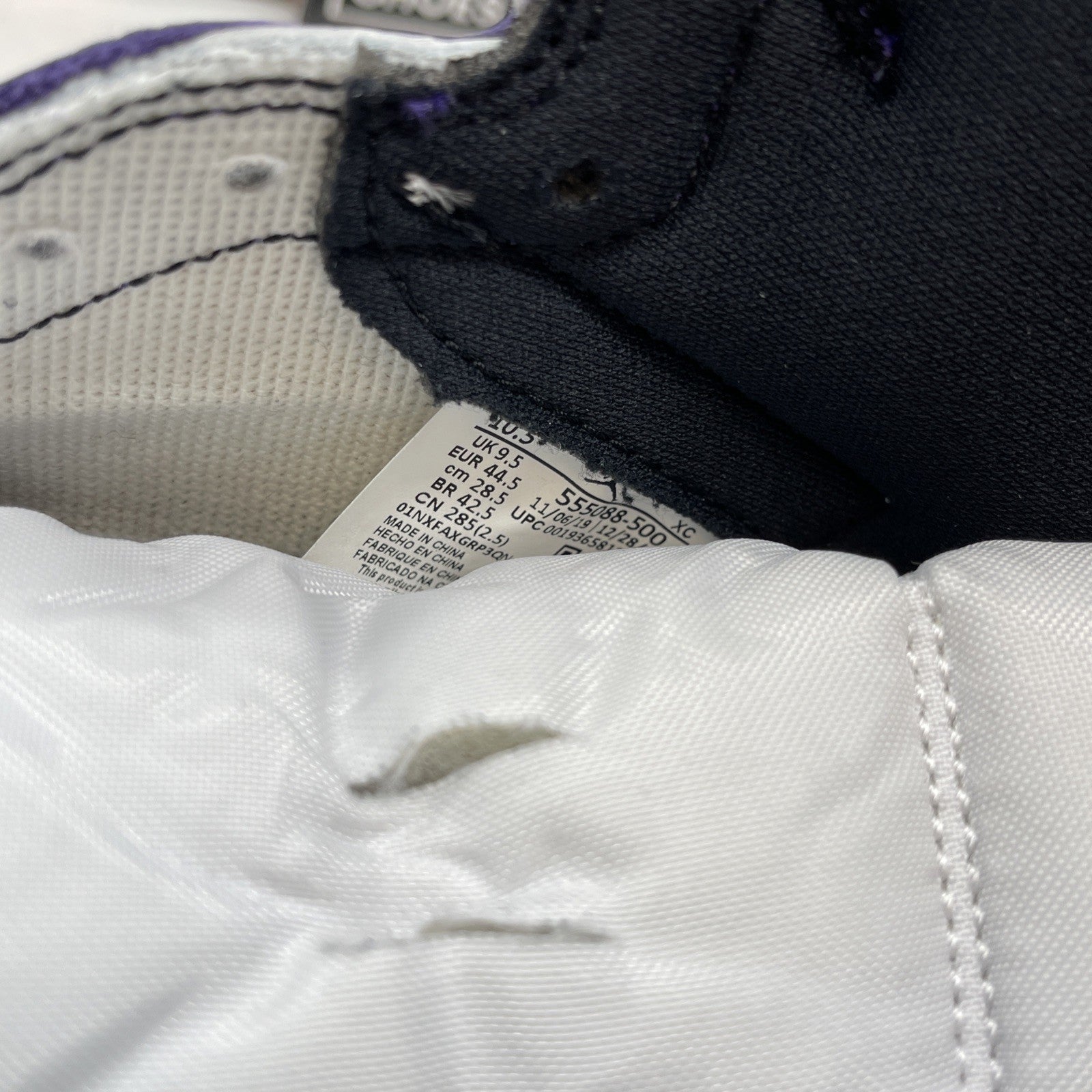 Size 10.5 - Jordan 1 Retro OG High Court Purple 2.0 White Leather (555088-500)