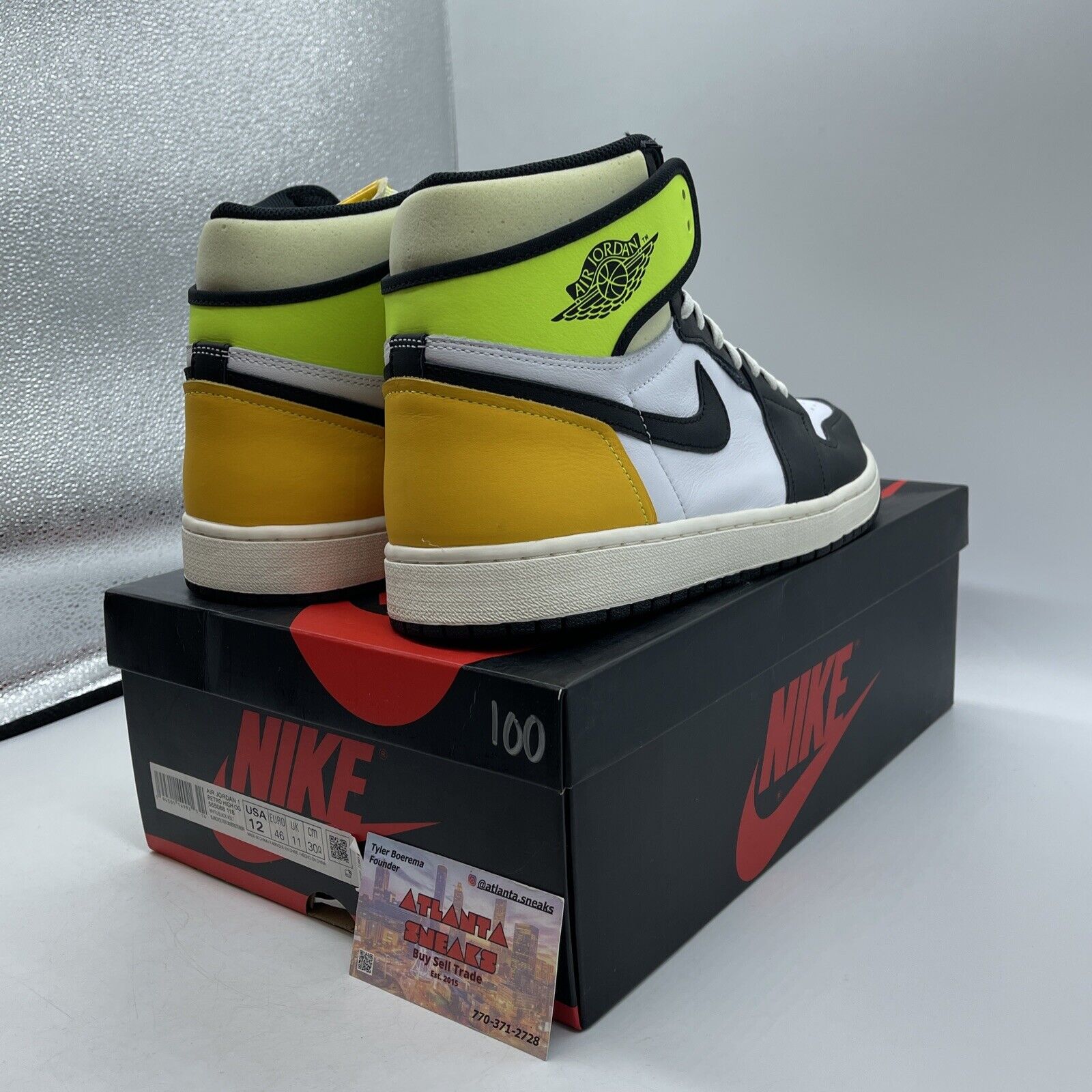 Size 12 - Jordan 1 Retro High OG Volt White Black Yellow Green (555088-118)