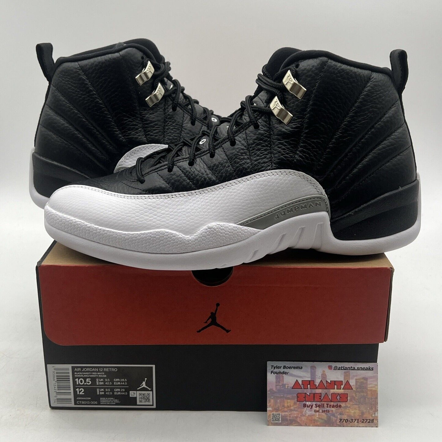 Size 10.5 - Jordan 12 Retro Mid Playoff Black White Leather (CT8013-006)