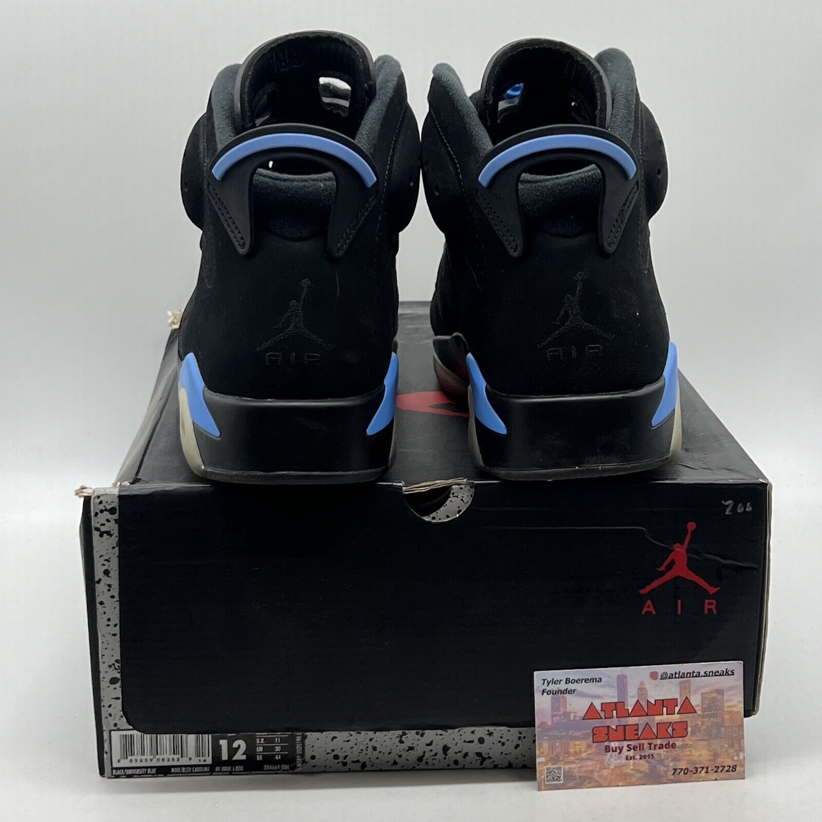 Size 12 - Air Jordan 6 Retro UNC Black (384664-006)