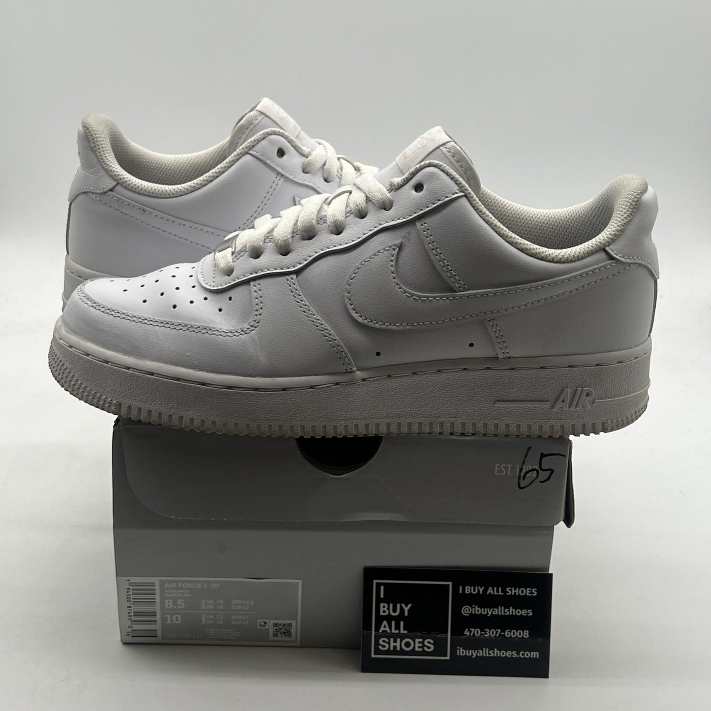 Size 8.5 - Nike Air Force 1 '07 Low Triple White (CW2288-111)