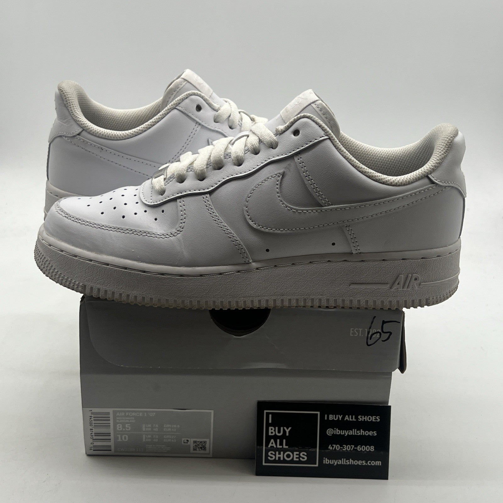 Size 8.5 - Nike Air Force 1 '07 Low Triple White (CW2288-111)