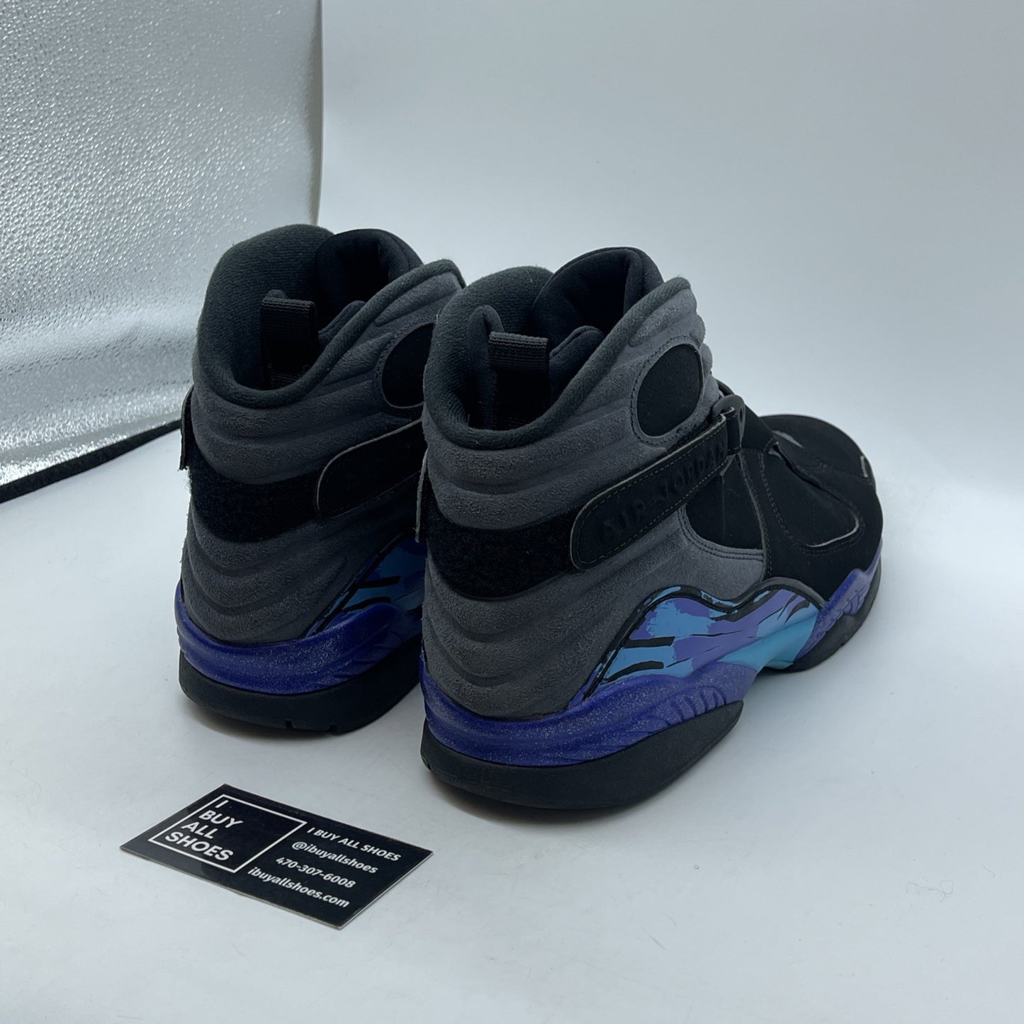 Size 13 - Air Jordan 8 Retro Aqua 2015 Blue Grey Suede (305381-025)