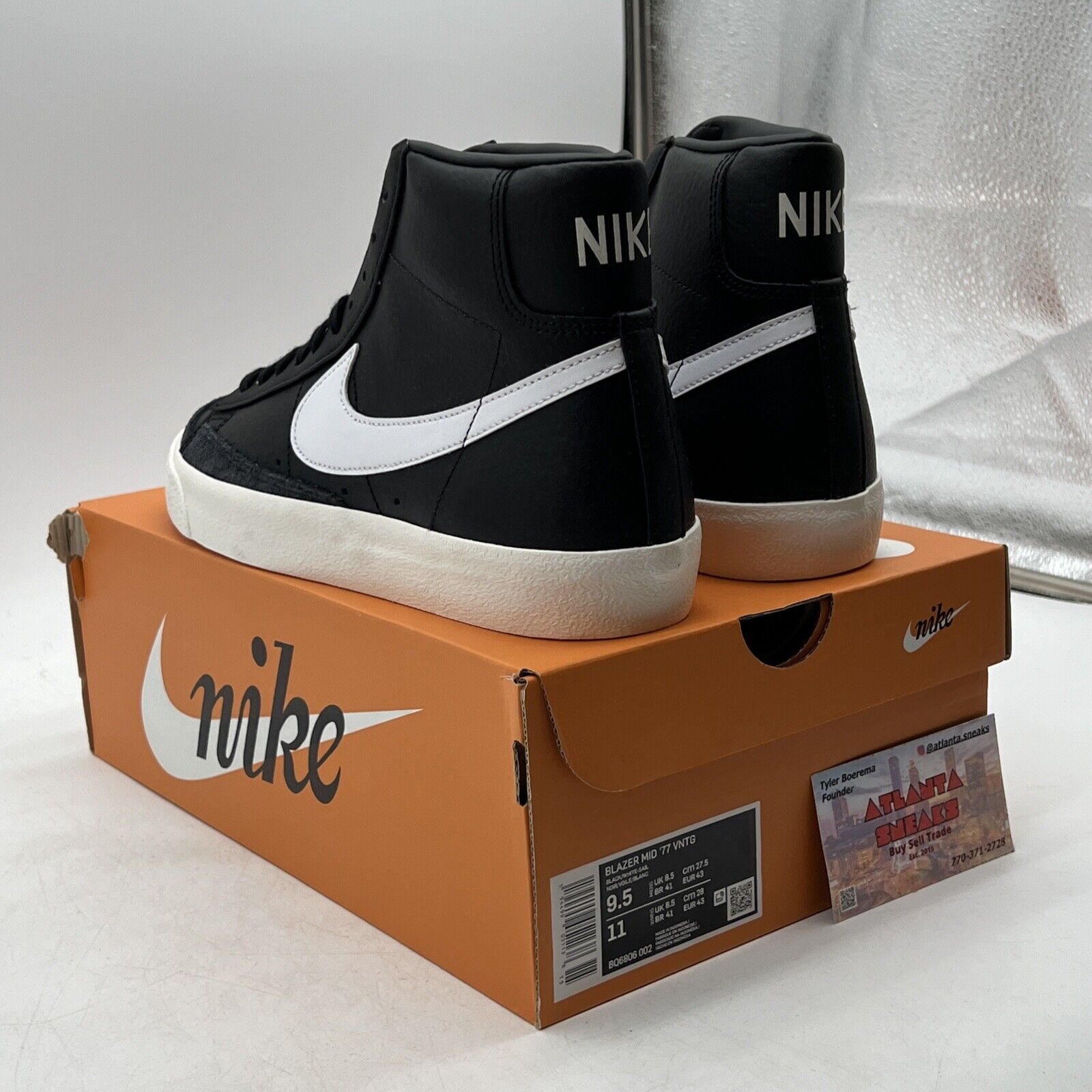 Size 9.5 - Nike Blazer '77 Vintage Mid Black Sail Leather (BQ6806-002)