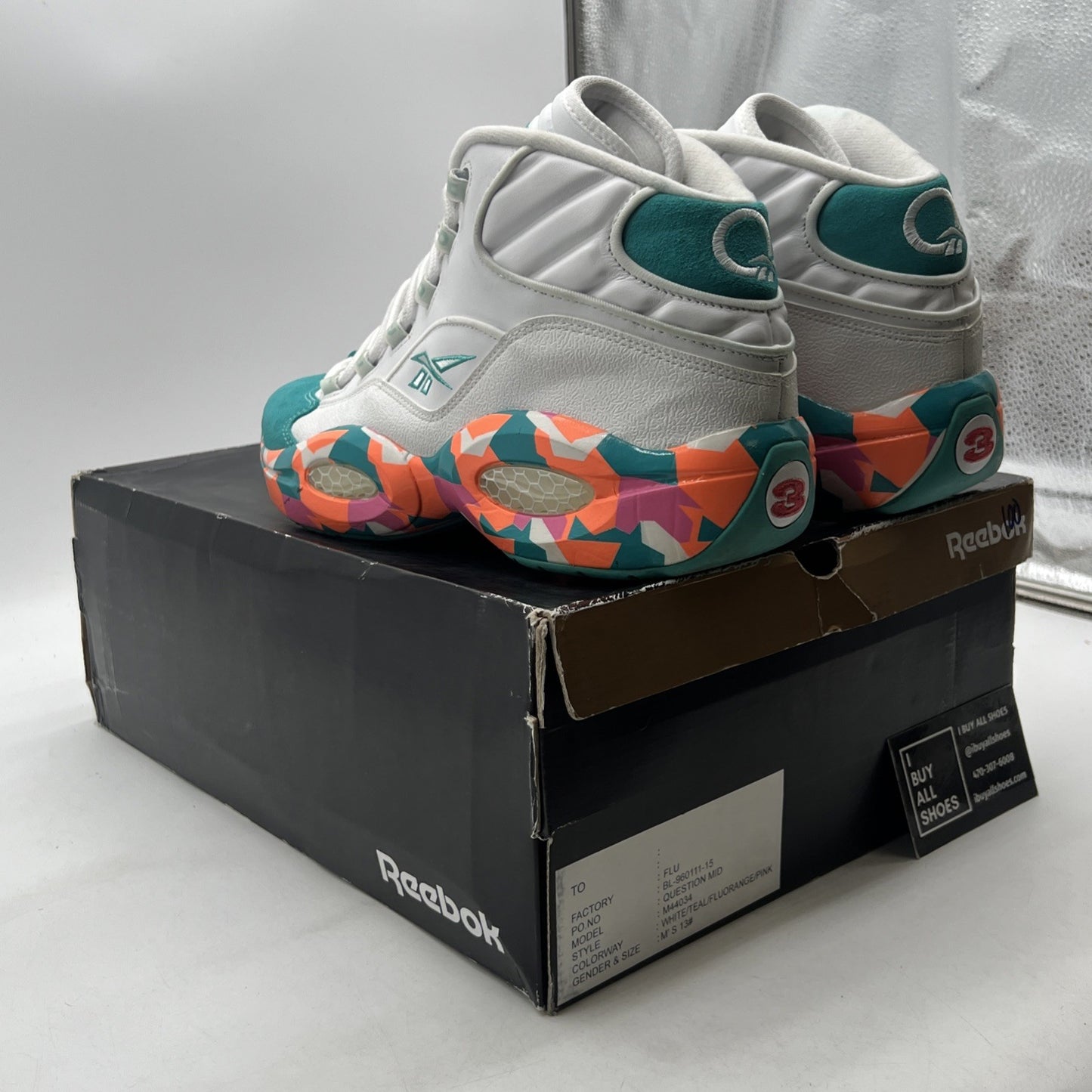 Size 13 - Reebok Question Mid White Noise Sample (M44034)