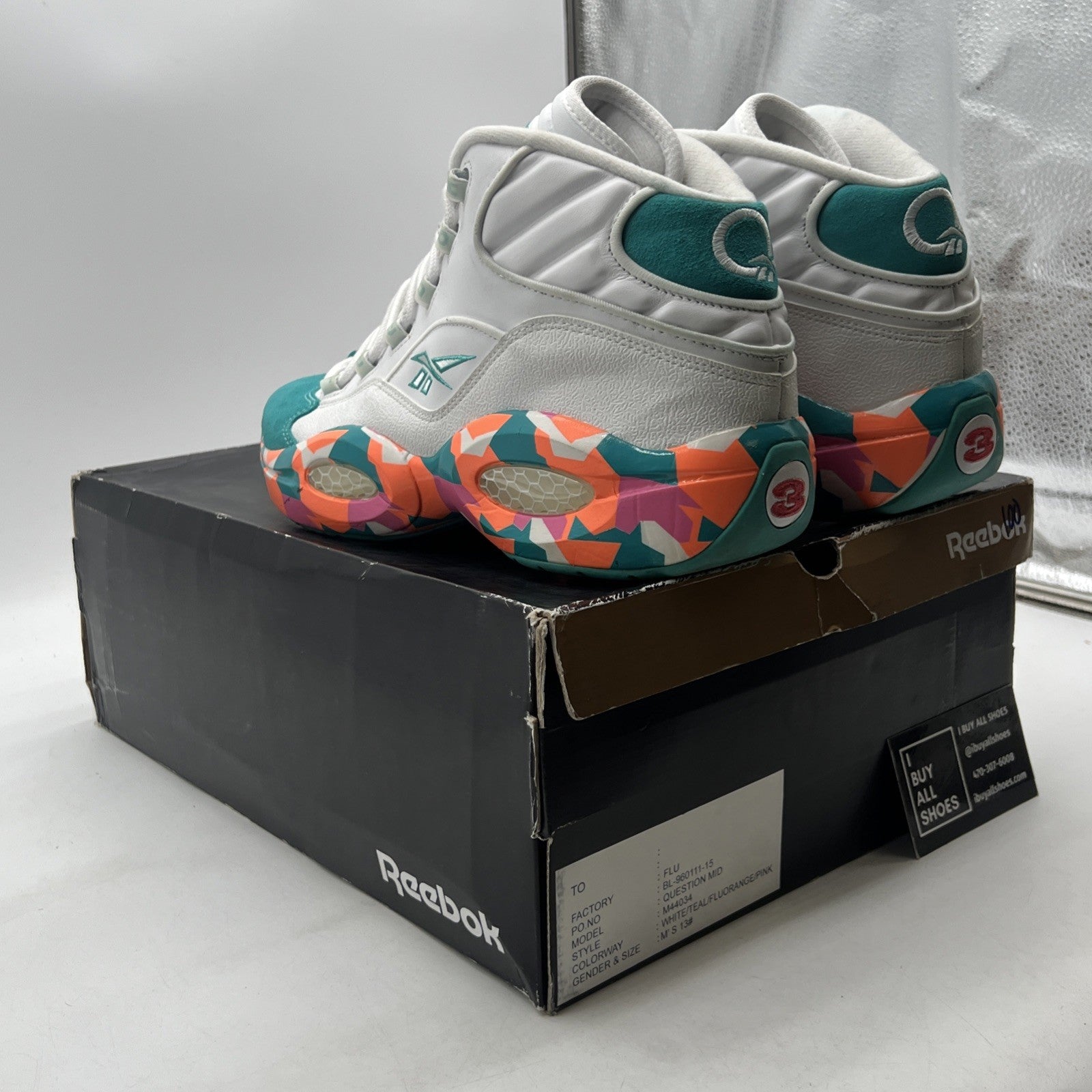 Size 13 - Reebok Question Mid White Noise Sample (M44034)