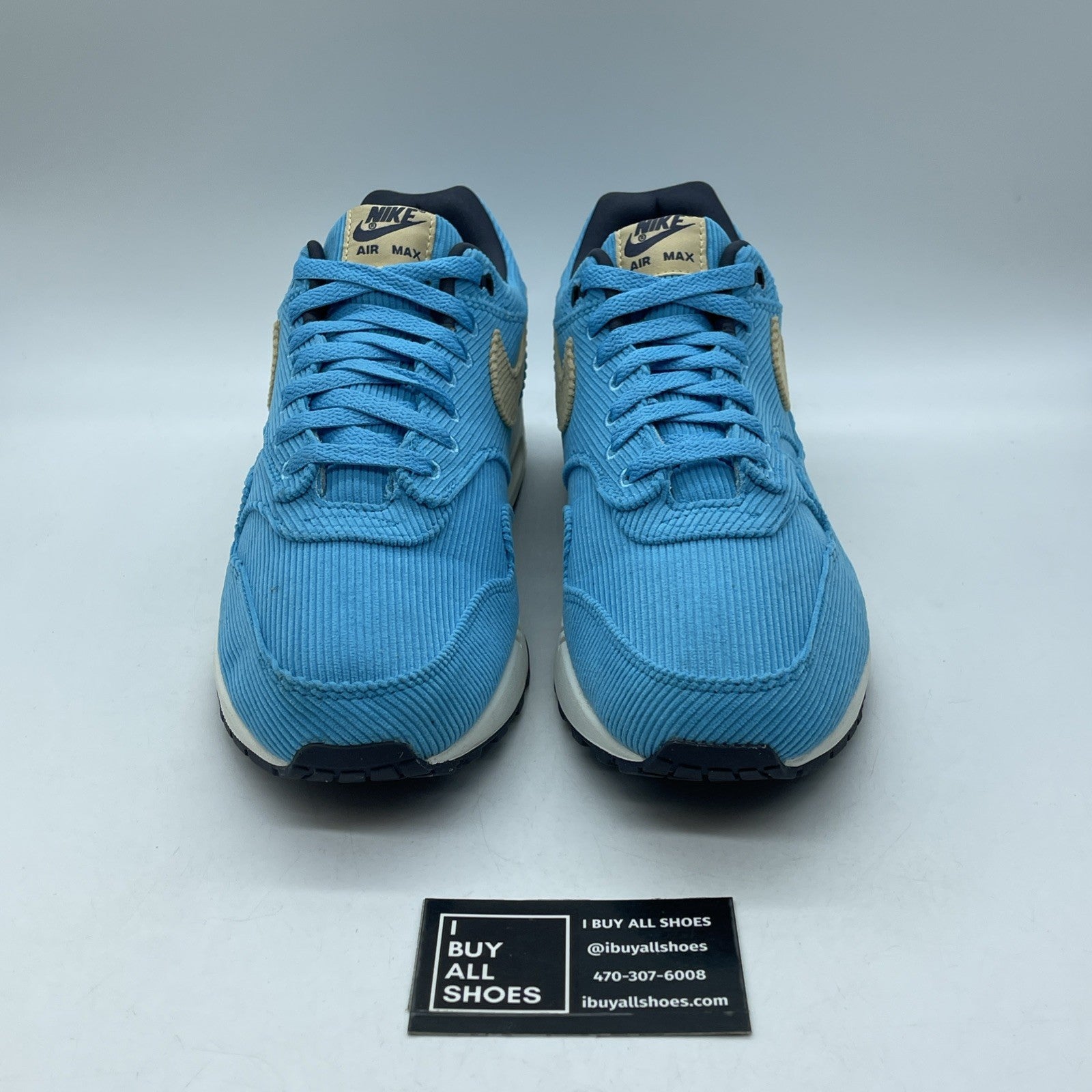 Size 12 - Nike Air Max 1 Premium Baltic Blue Corduroy Black (FB8915-400)