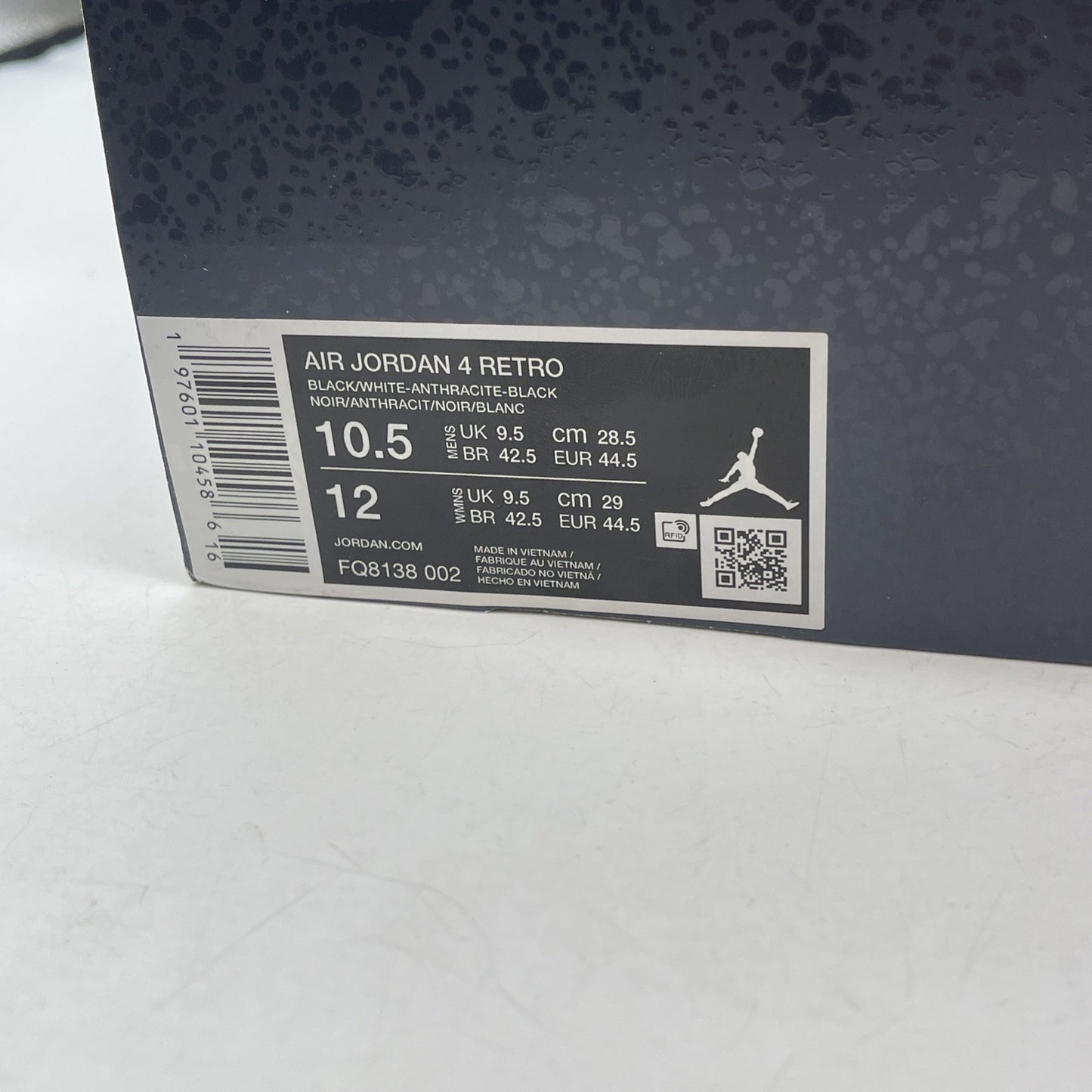 Size 10.5 - Air Jordan 4 Retro 2024 Fear Black Grey Suede (FQ8138-002)