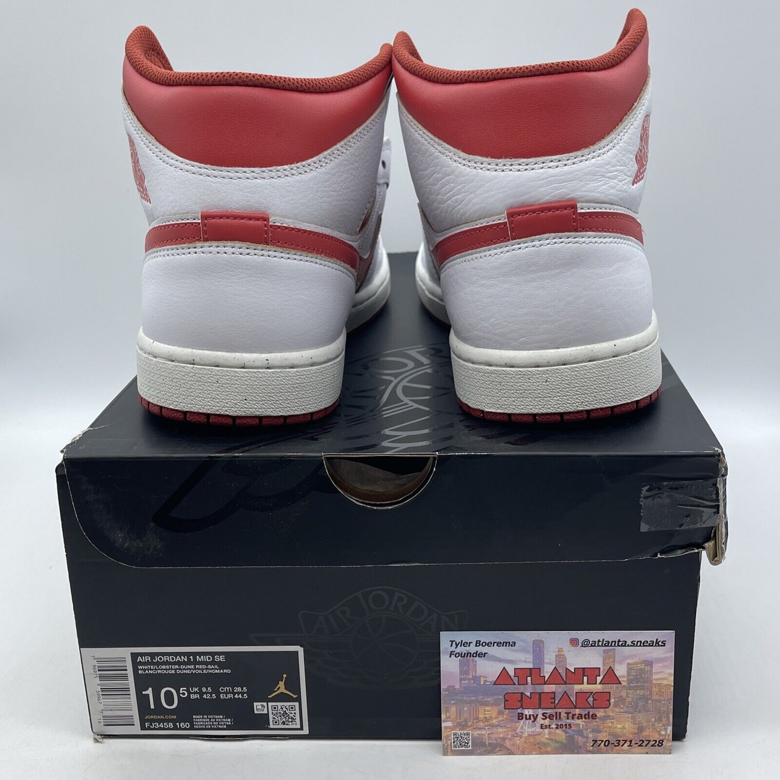 Size 10.5 - Air Jordan 1 Mid SE White Dune Red Leather (FJ3458-160)