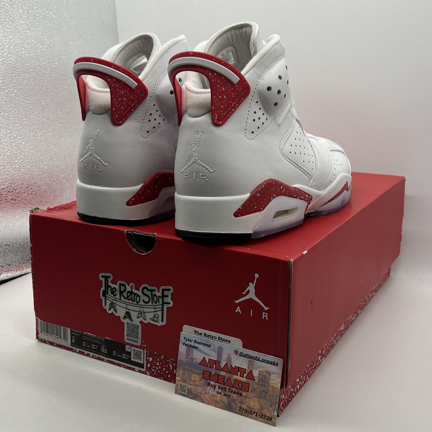 Size 8 - Jordan 6 White and University Red 2022 White Red Leather (CT8529-162)