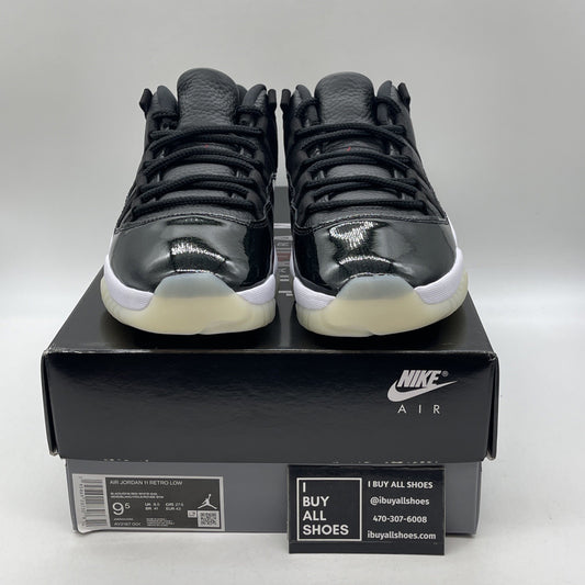 Size 9.5 - Air Jordan 11 Retro Low 72-10 Black Leather (AV2187-001)
