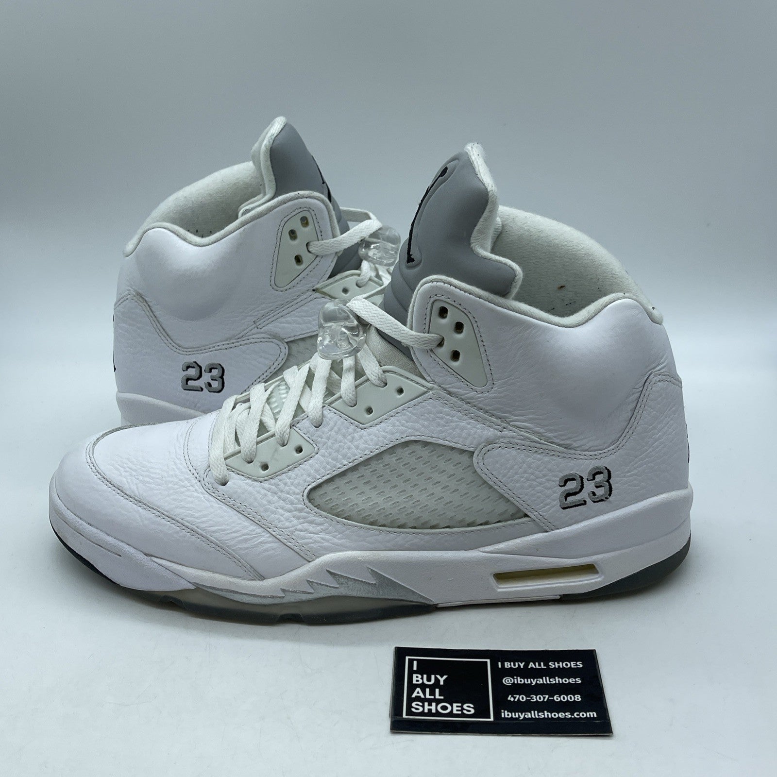 Size 13 - Air Jordan 5 Retro 2015 White Metallic Black Leather (136027-130)