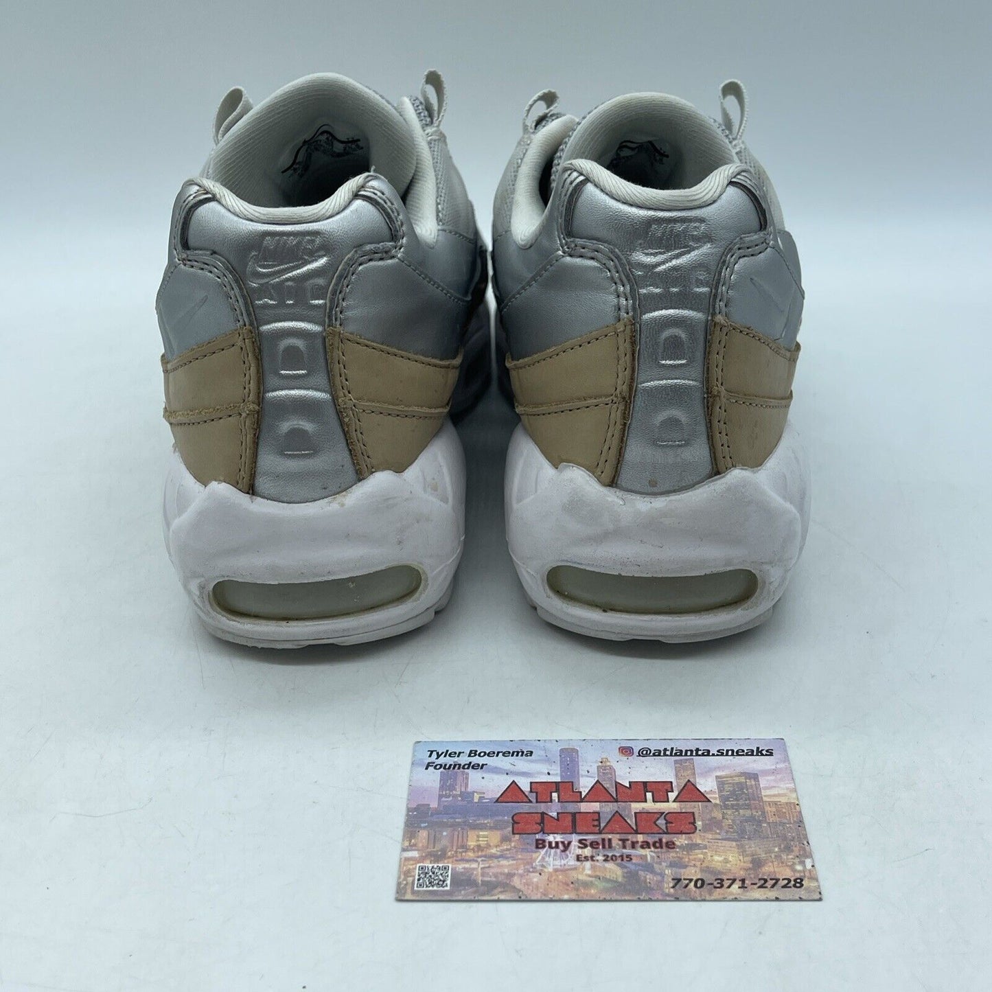 Size 8.5W - Nike Air Max 95 SE Pure Platinum Silver Leather Brown (AH8697-002)