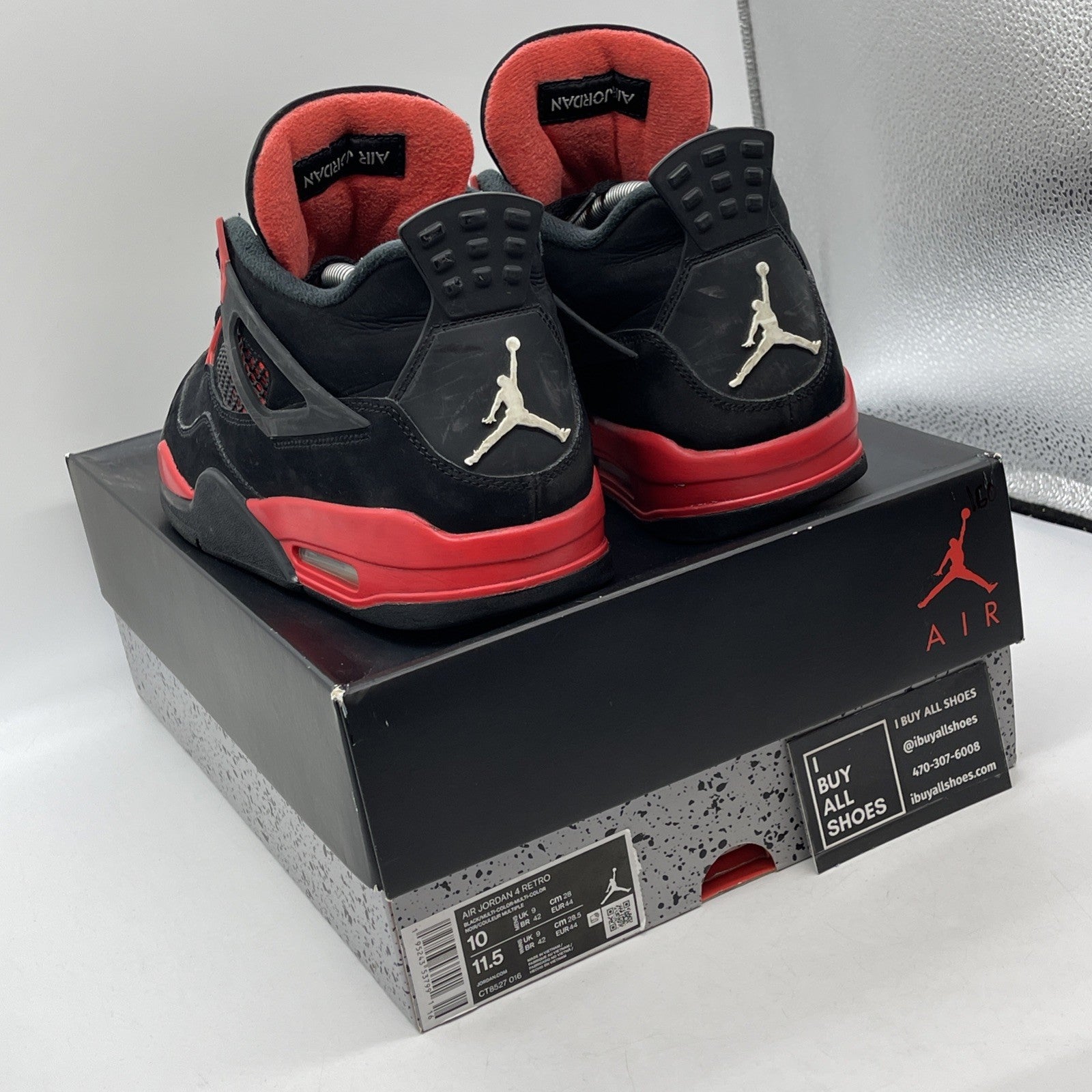 Size 10 - Jordan 4 Retro Mid Red Thunder Black White Suede (CT8527-016)