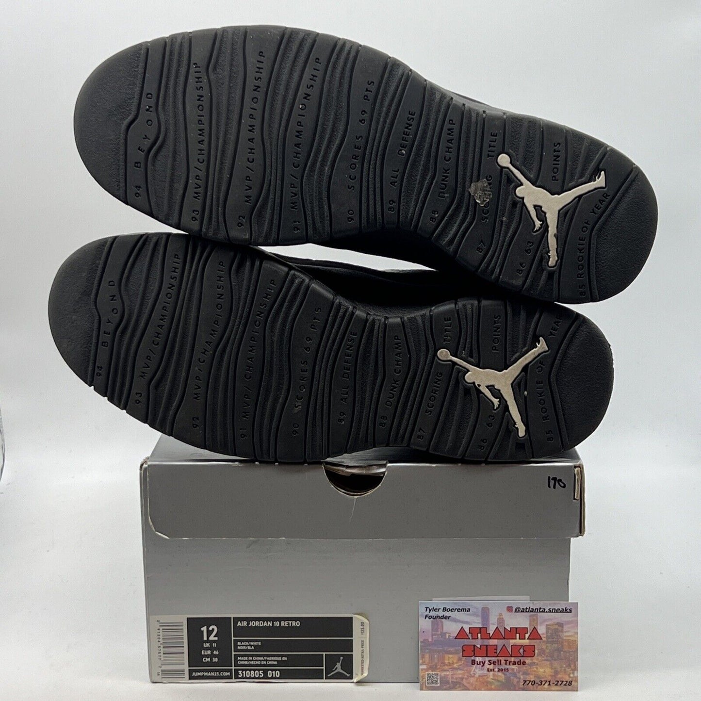 Size 12 - Air Jordan 10 Retro 2005 Stealth Black Leather Suede (310805-010)