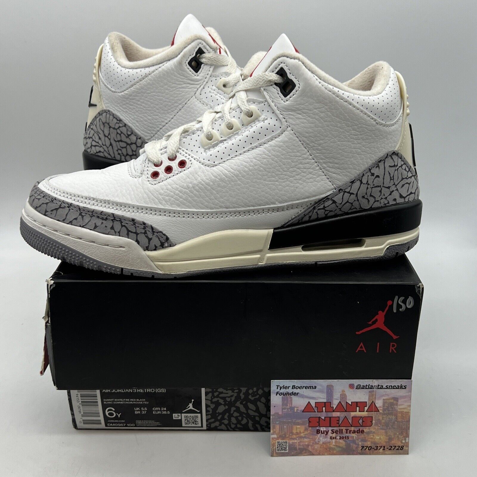 Size 6 - Jordan 3 Retro Mid White Cement Reimagined Black Grey (DM0967-100)