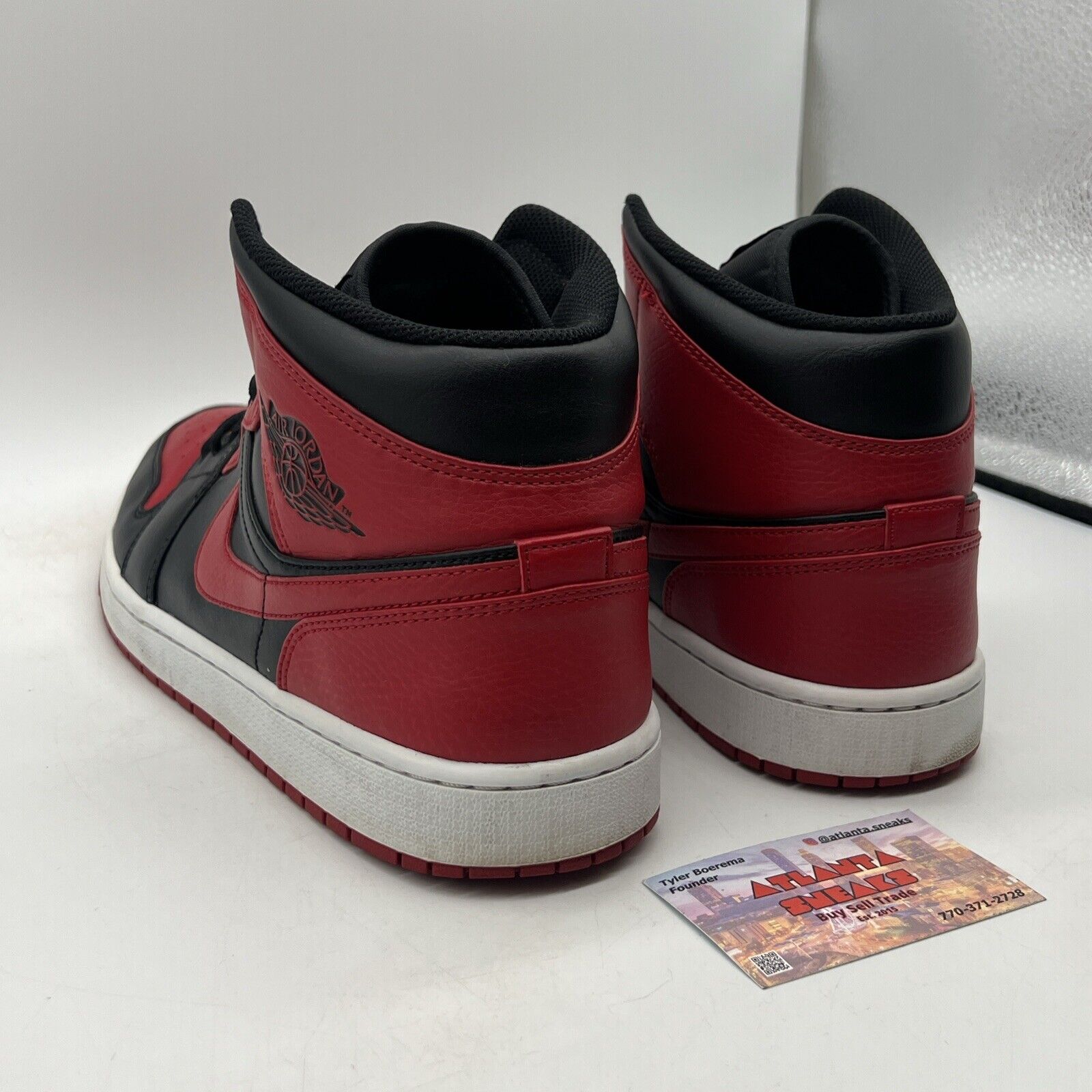 Size 13 - Jordan 1 Mid Banned 2020 Black Red White Leather (554724-074)