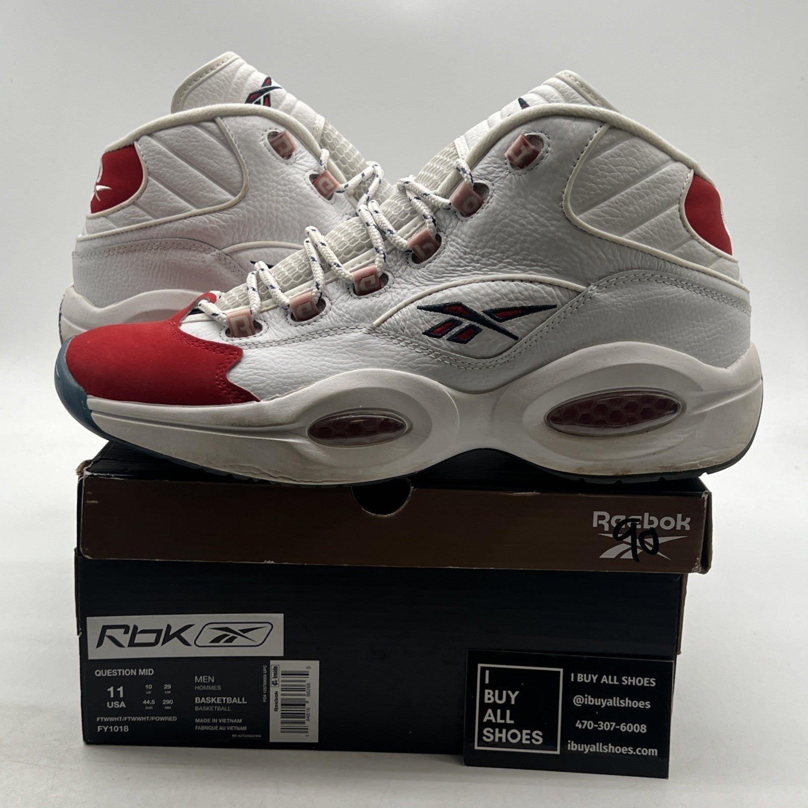 Size 11 - Reebok Question OG 2020 Mid Red Toe (FY1018)