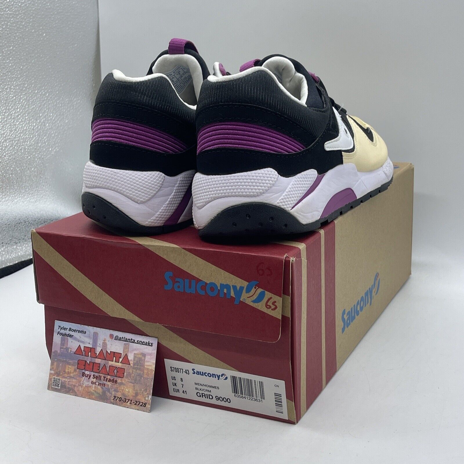 Size 8 - Saucony Grid 9000 Black Cream Suede White Purple Leather (S70077-43)