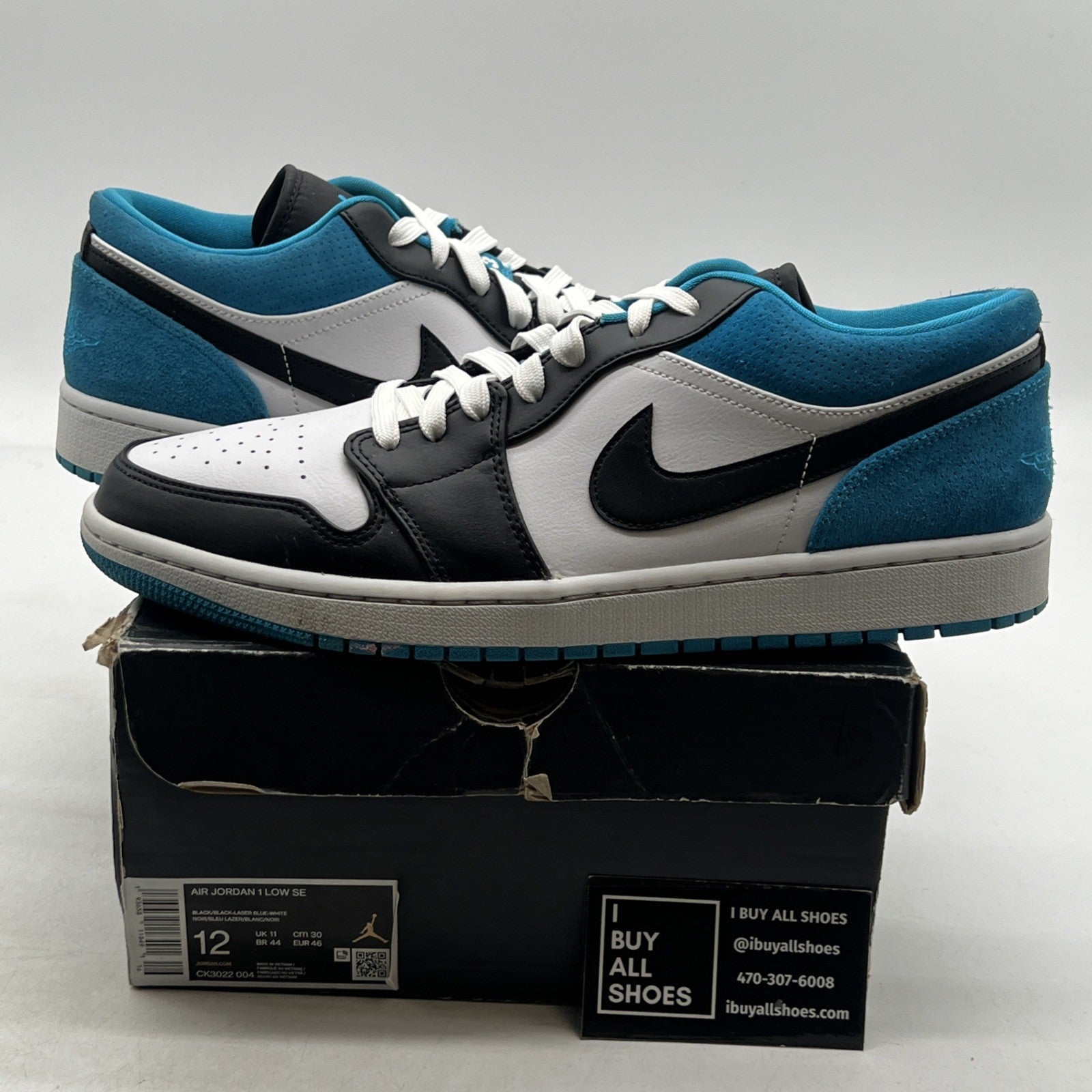 Size 12 - Air Jordan 1 SE Low Laser Blue (CK3022-004)