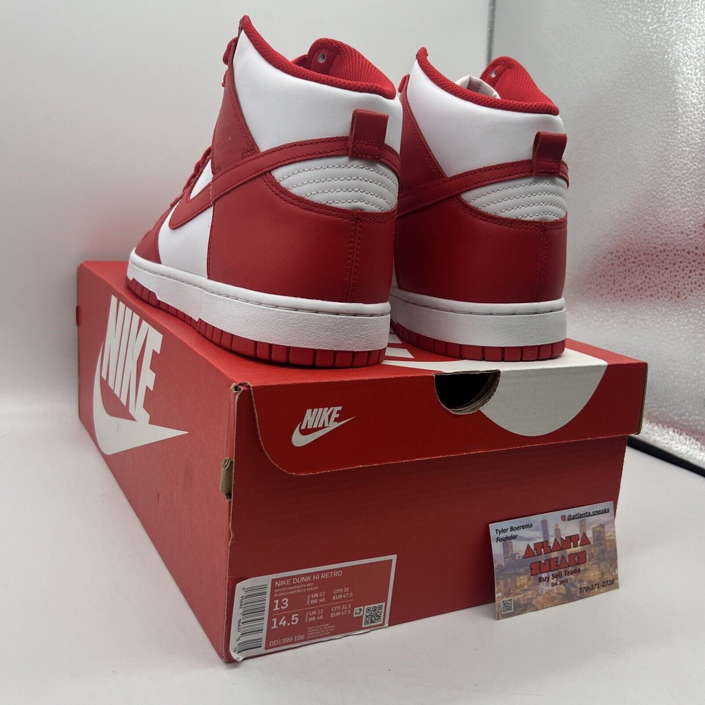 Size 13 - Nike Dunk High University Red Brand New Og All White