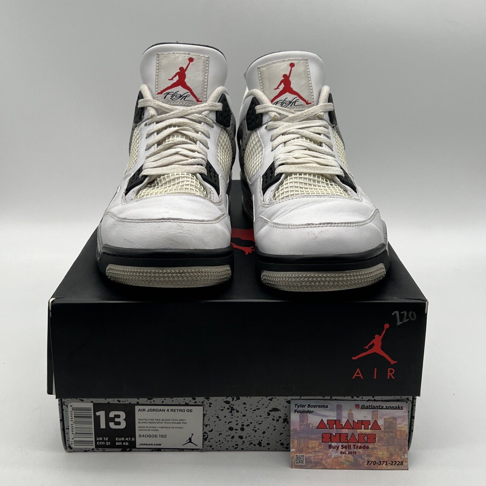 Size 13 - Jordan 4 Retro OG Mid White Cement Black Grey Leather (840606-192)