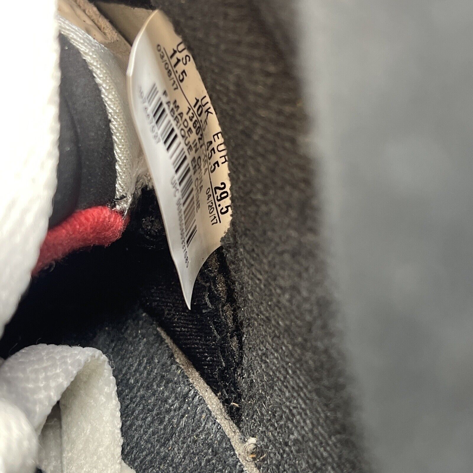 Size 11.5 - Air Jordan 5 Retro White Cement Black Grey Red Leather (136027-104)