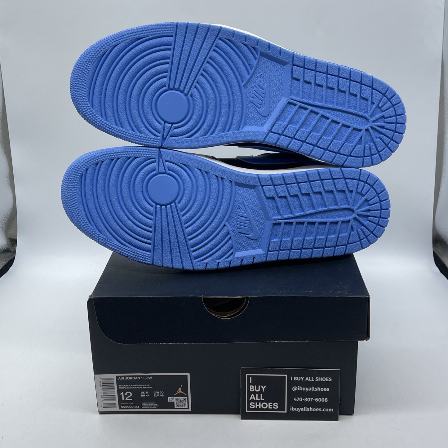 Size 12 - Air Jordan 1 Low University Blue Black Leather (553558-041)