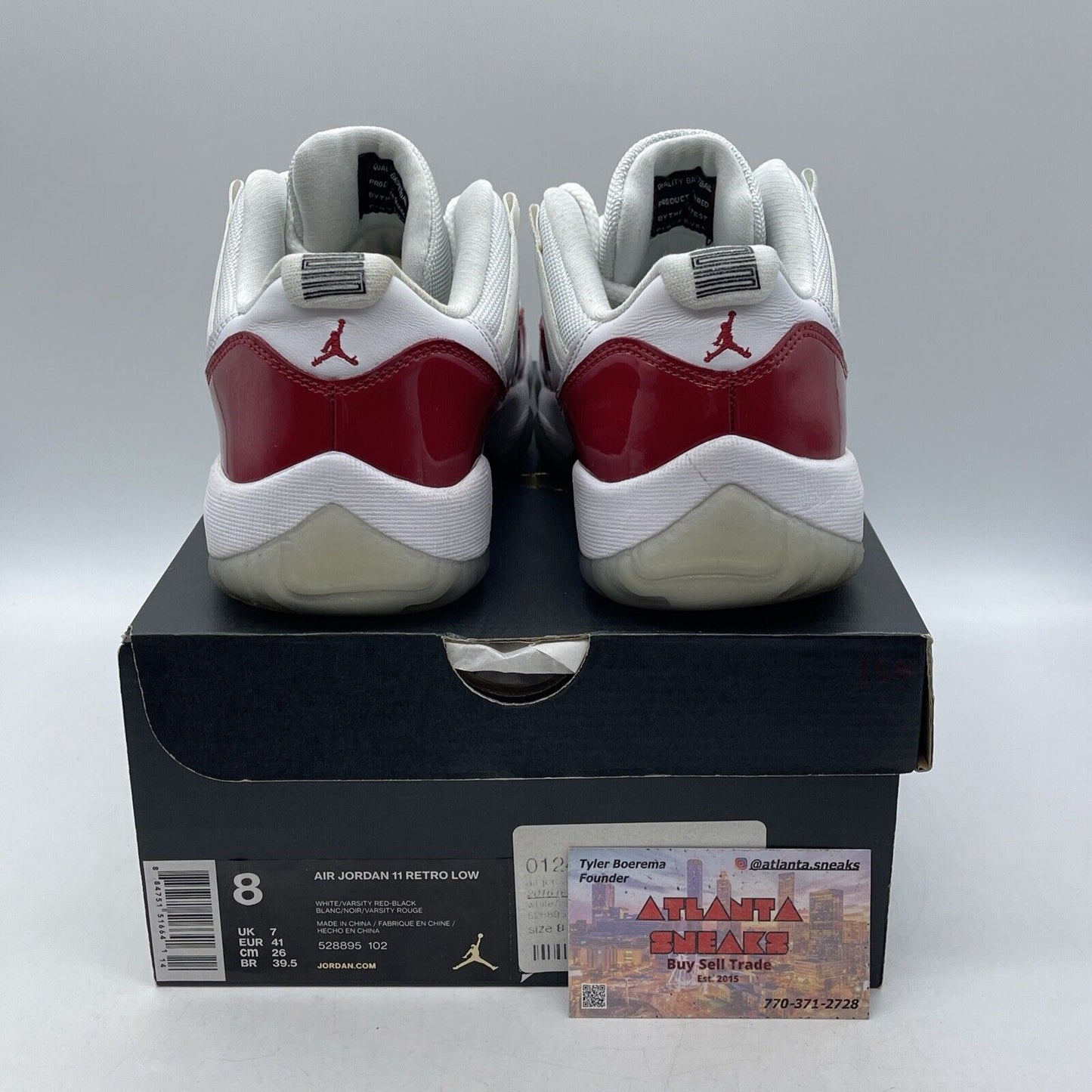 Size 8 - Air Jordan 11  2016 Low Cherry Red Leather White Suede (528895-102)