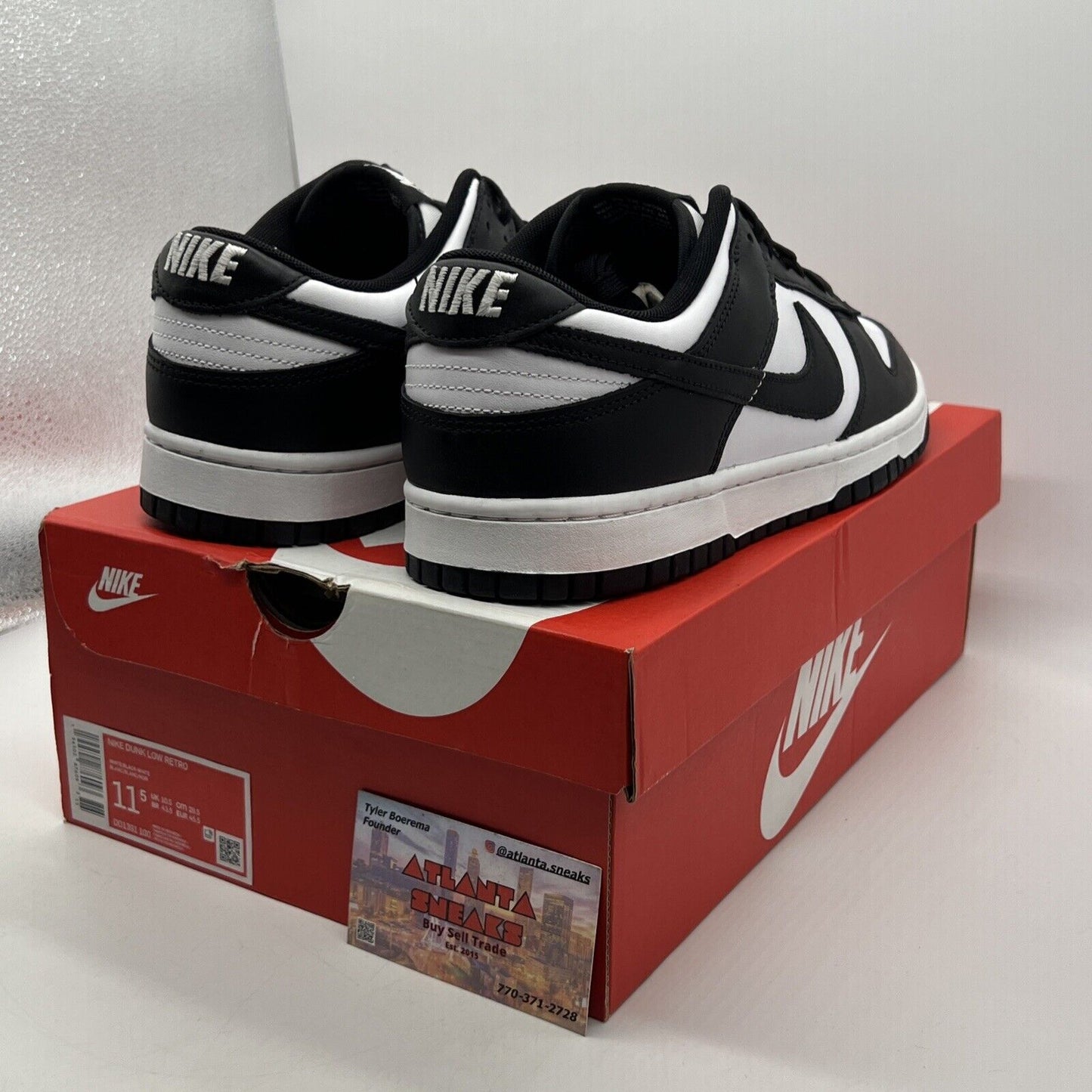 Size 11.5 - Nike Dunk Low Black White Leather