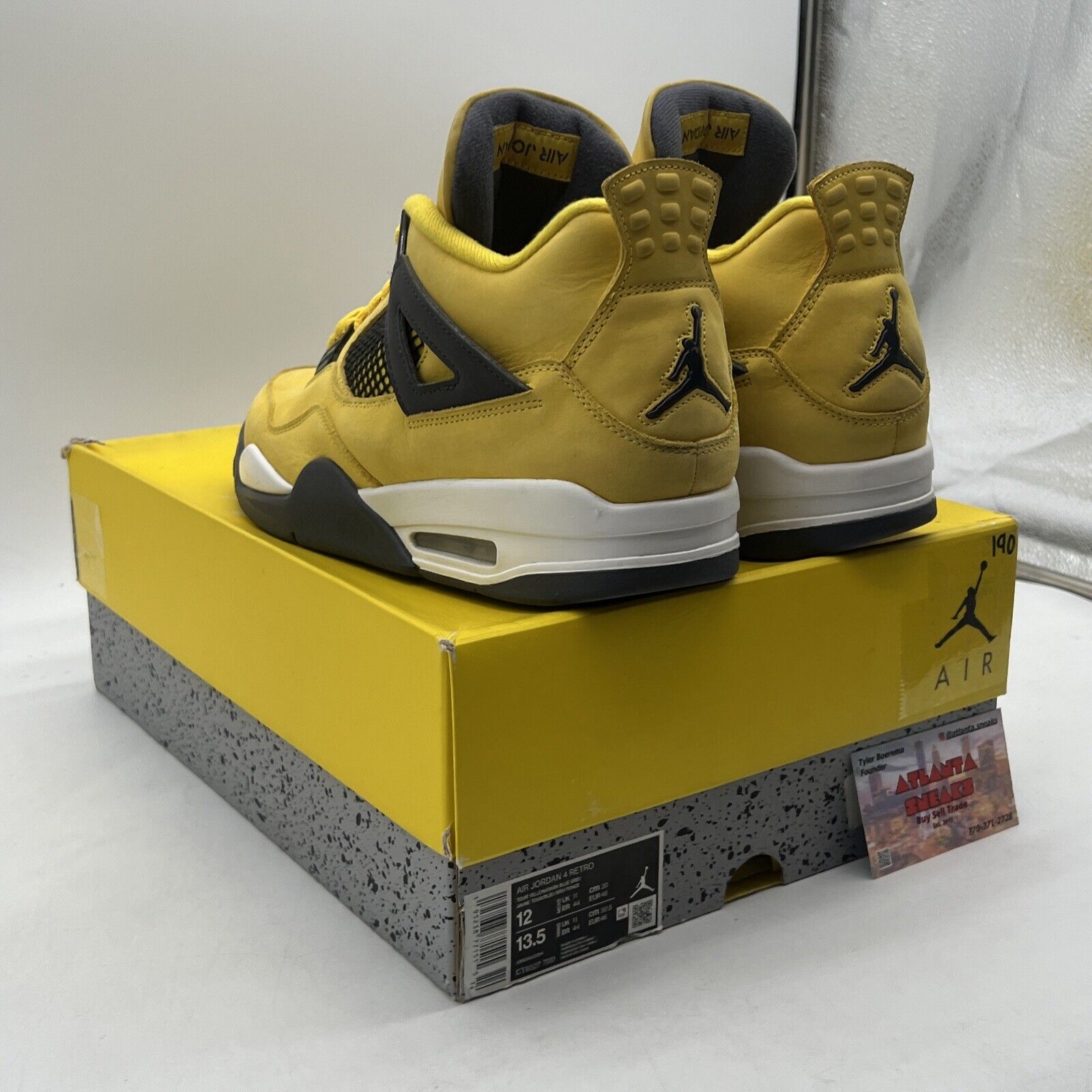 Size 12 - Jordan 4 Retro Mid Lightning White Grey Yellow Suede (CT8527-700)