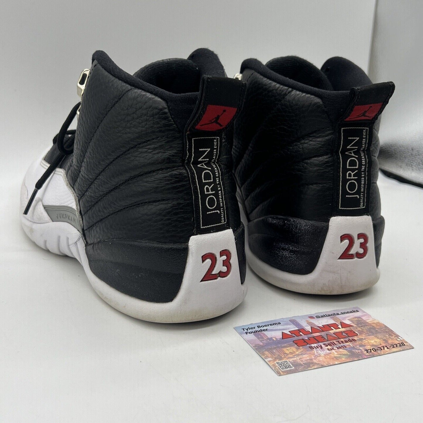 Size 9 - Jordan 12 Retro Mid Playoff Black White Red Leather