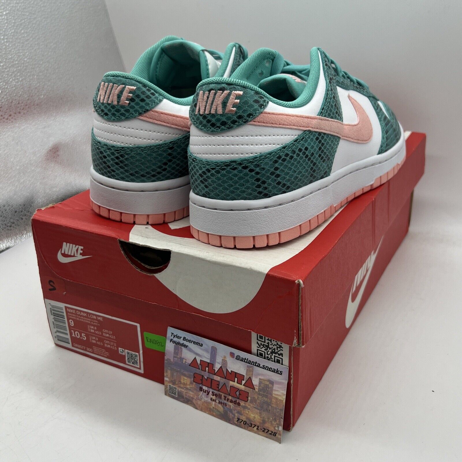 Size 9 - Nike Dunk Low Washed Teal Snakeskin 2022 Brand New Og All