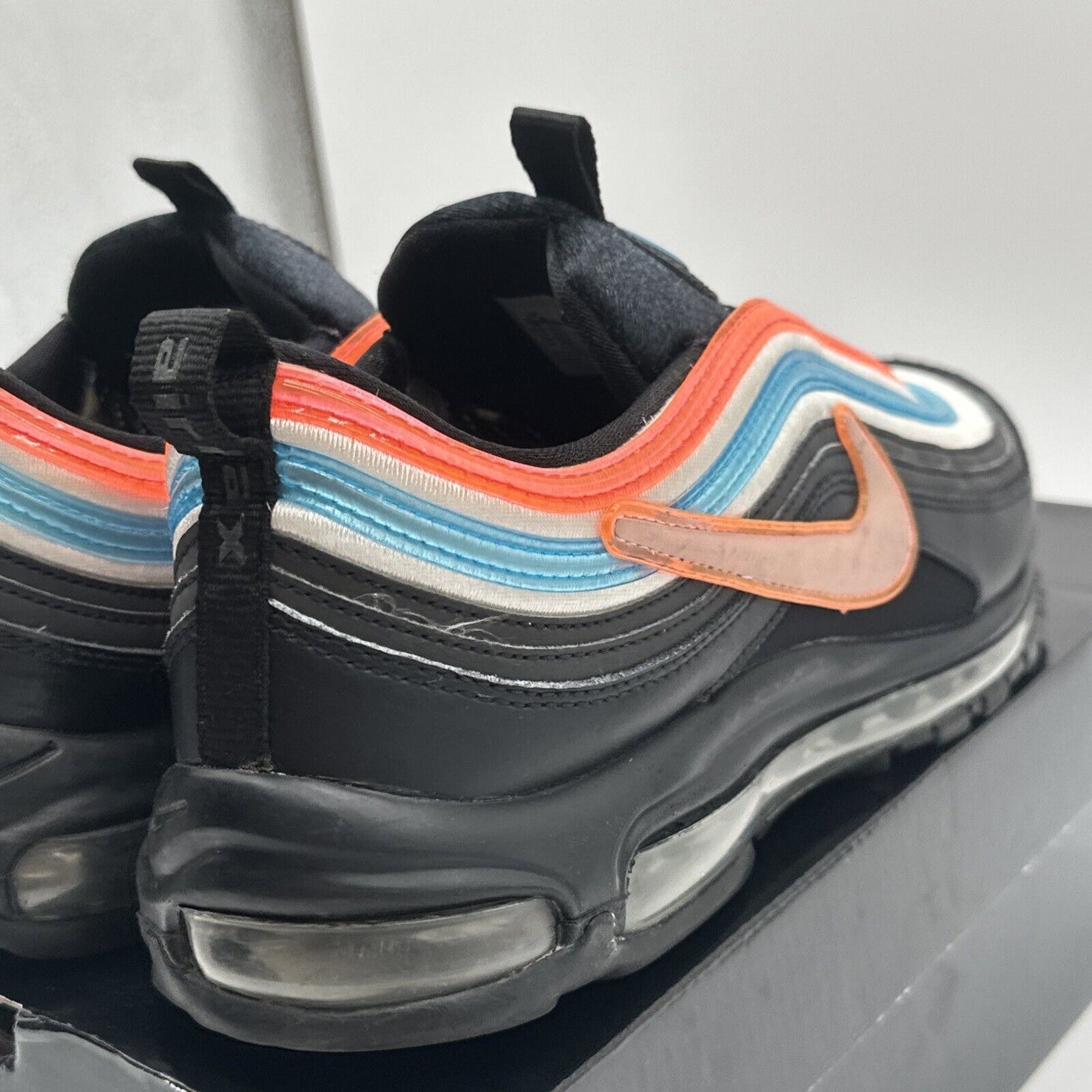 Size 11.5 -  Nike Air Max 97 Low On Air: Neon Seoul Black Blue Orange Premium OG