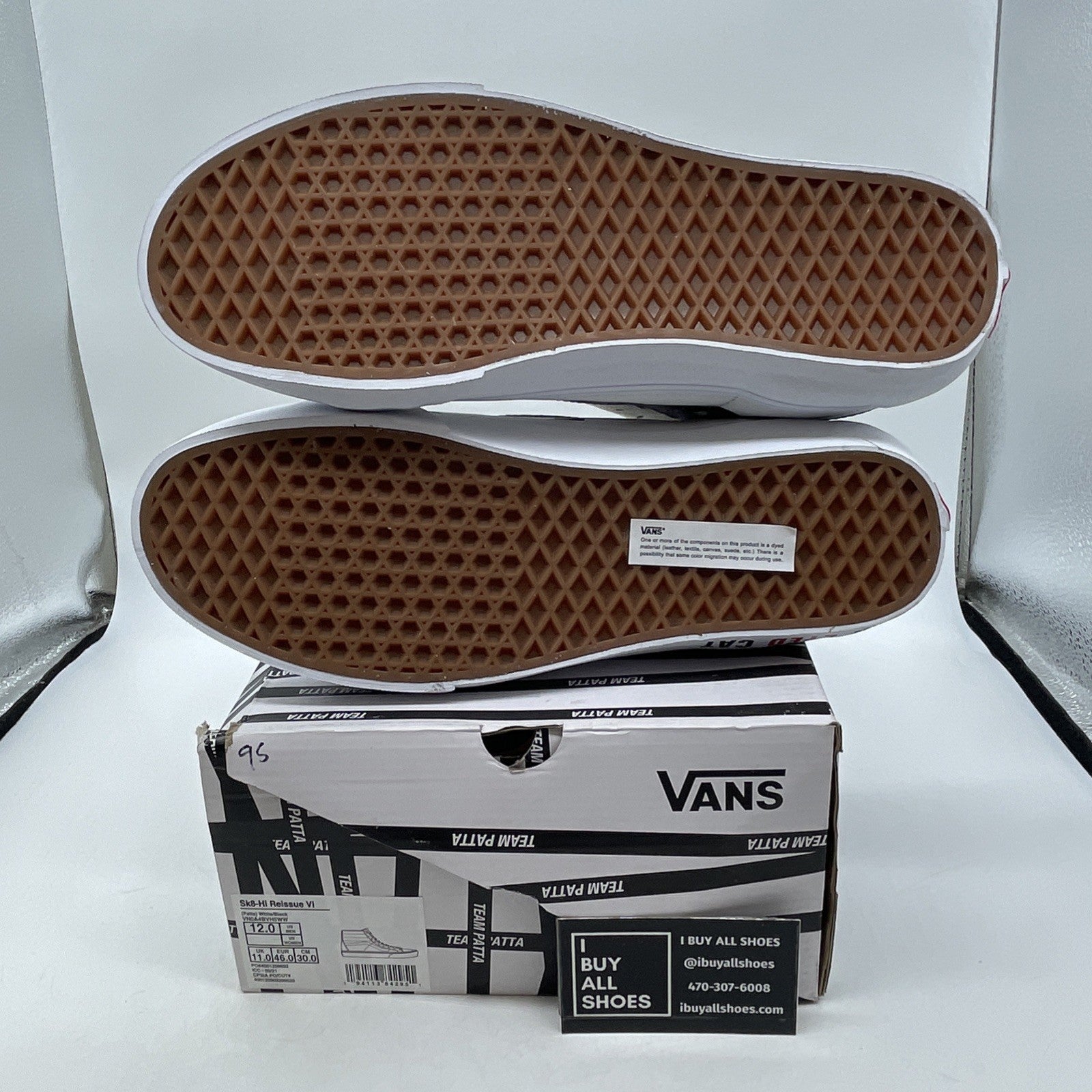 Size 12 - VANS x Patta Sk8-Hi Canvas Mean Eyed Cat White (VN0ABVH5WW)