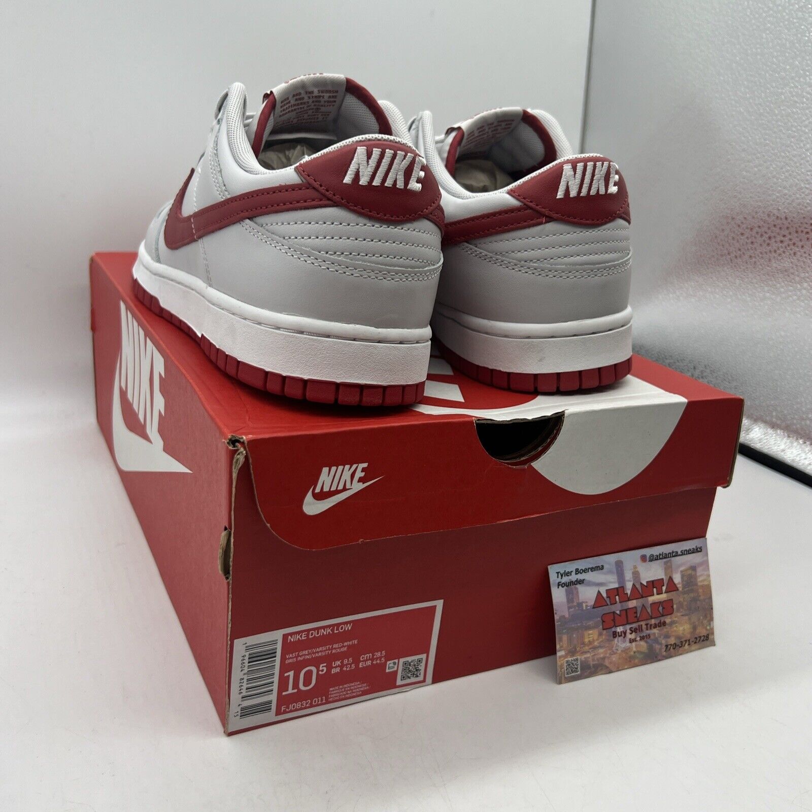 Size 10.5 - Nike Dunk Low Vast Grey Varsity Red Brand New Og All
