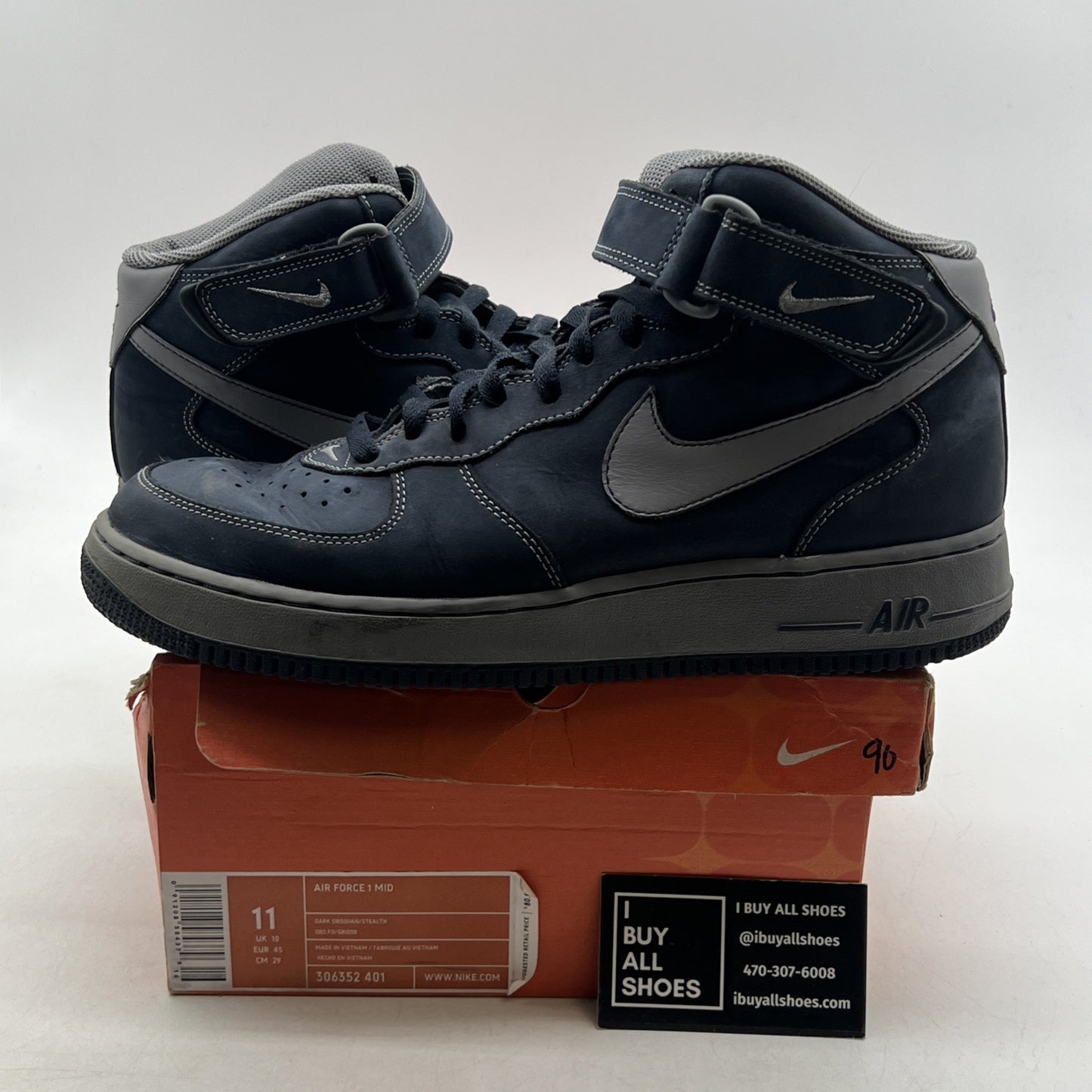 Size 11 - Nike Air Force 1 Mid Blue (306352-401)
