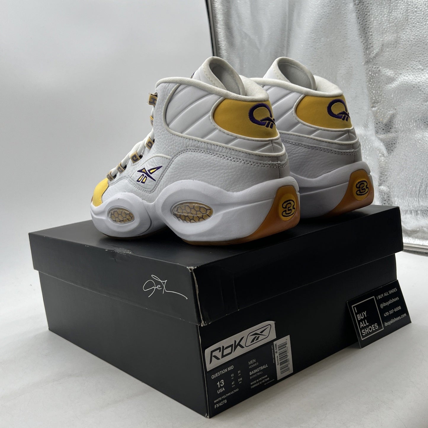 Size 13 - Reebok Question Mid Yellow Toe (FX4278)