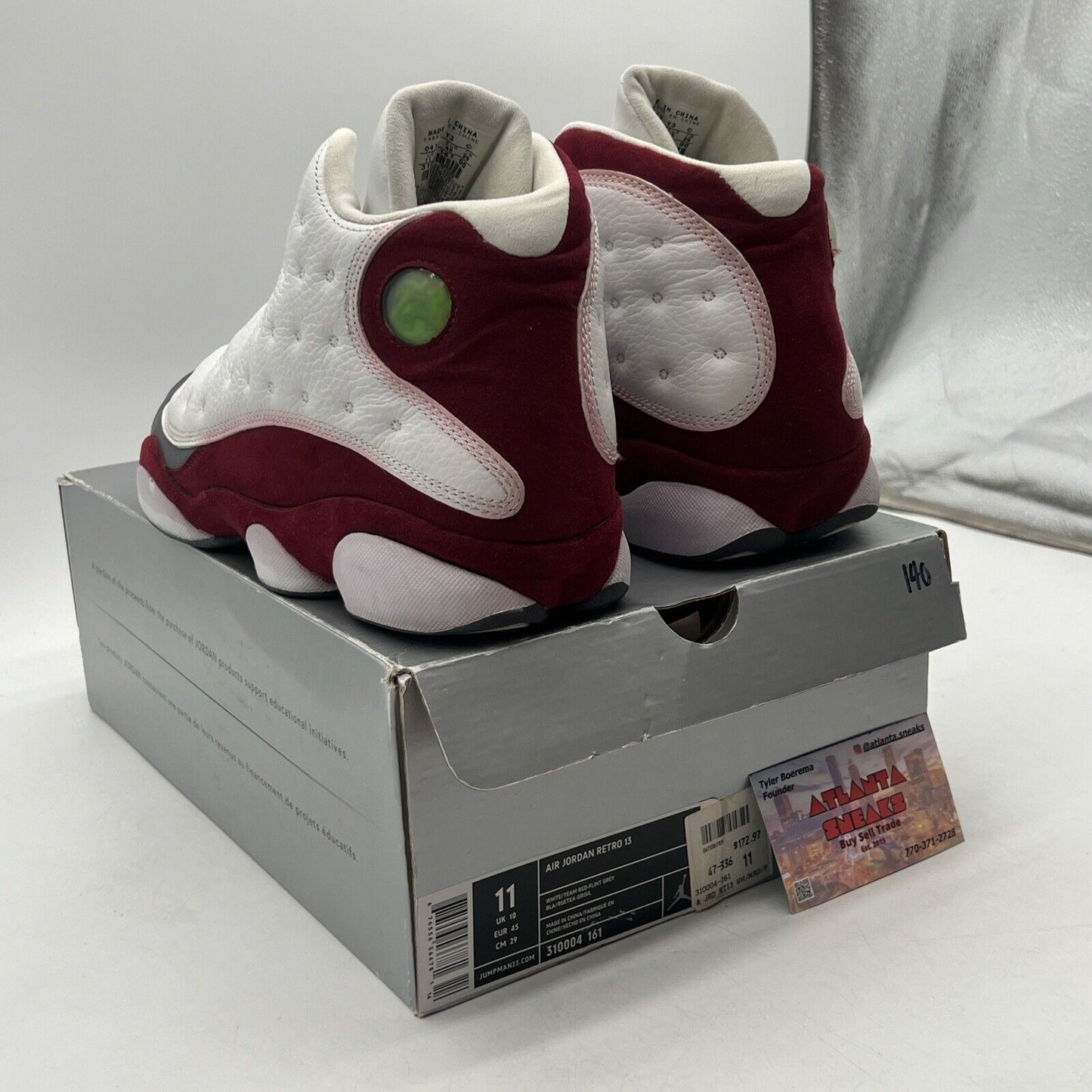 Size 11 - Air Jordan 13 Retro 2005 Grey Toe White Leather Maroon (310004-161)