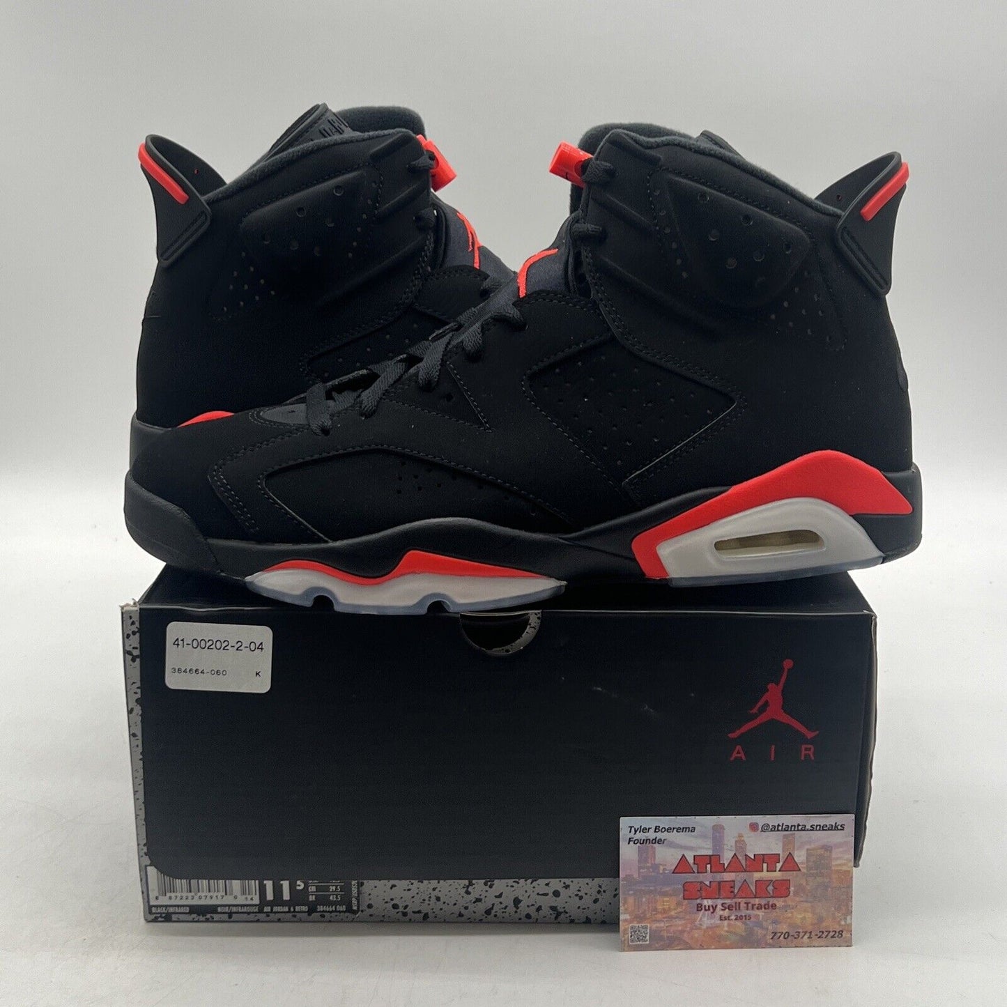 Size 11.5 - Jordan 6 Retro Mid Infrared Black Red Suede (384664-060)